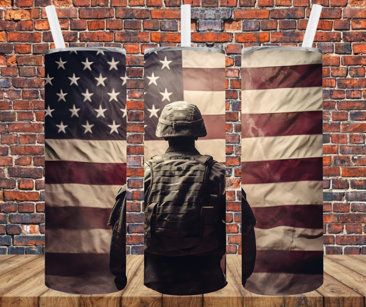 Patriotic Military Soldier - Tumbler Wrap - Sublimation Transfers