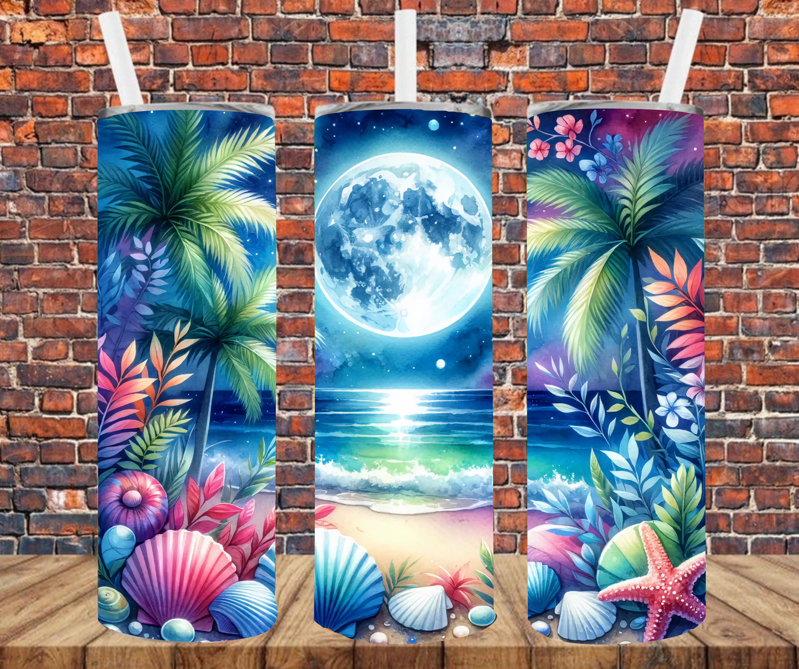 Moonlit Ocean - Tumbler Wrap - Sublimation Transfers