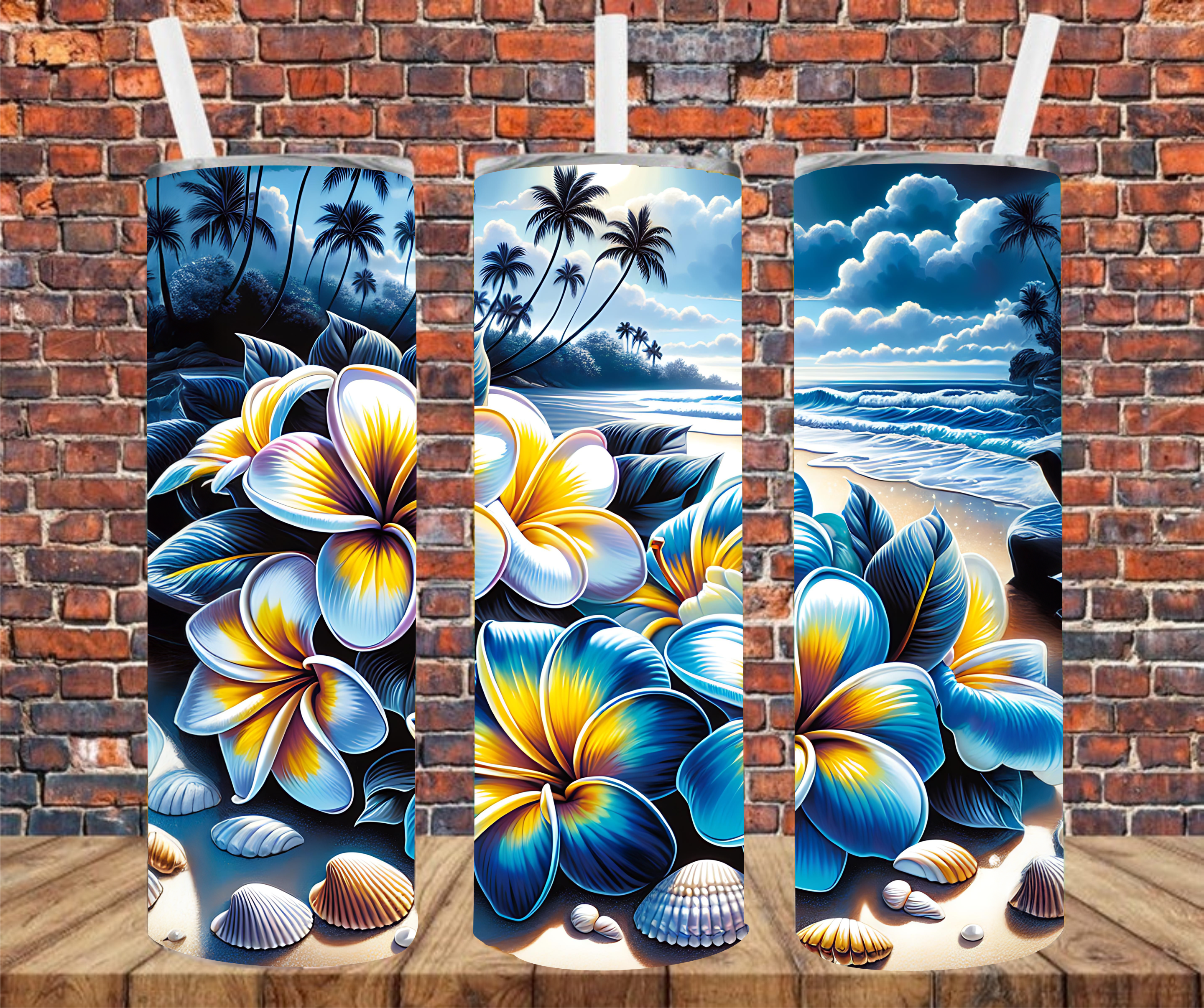 Vibrant Ocean Front - Tumbler Wrap - vinyl Transfers