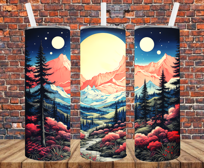 Mountain Scene - Tumbler Wrap - Sublimation Transfers