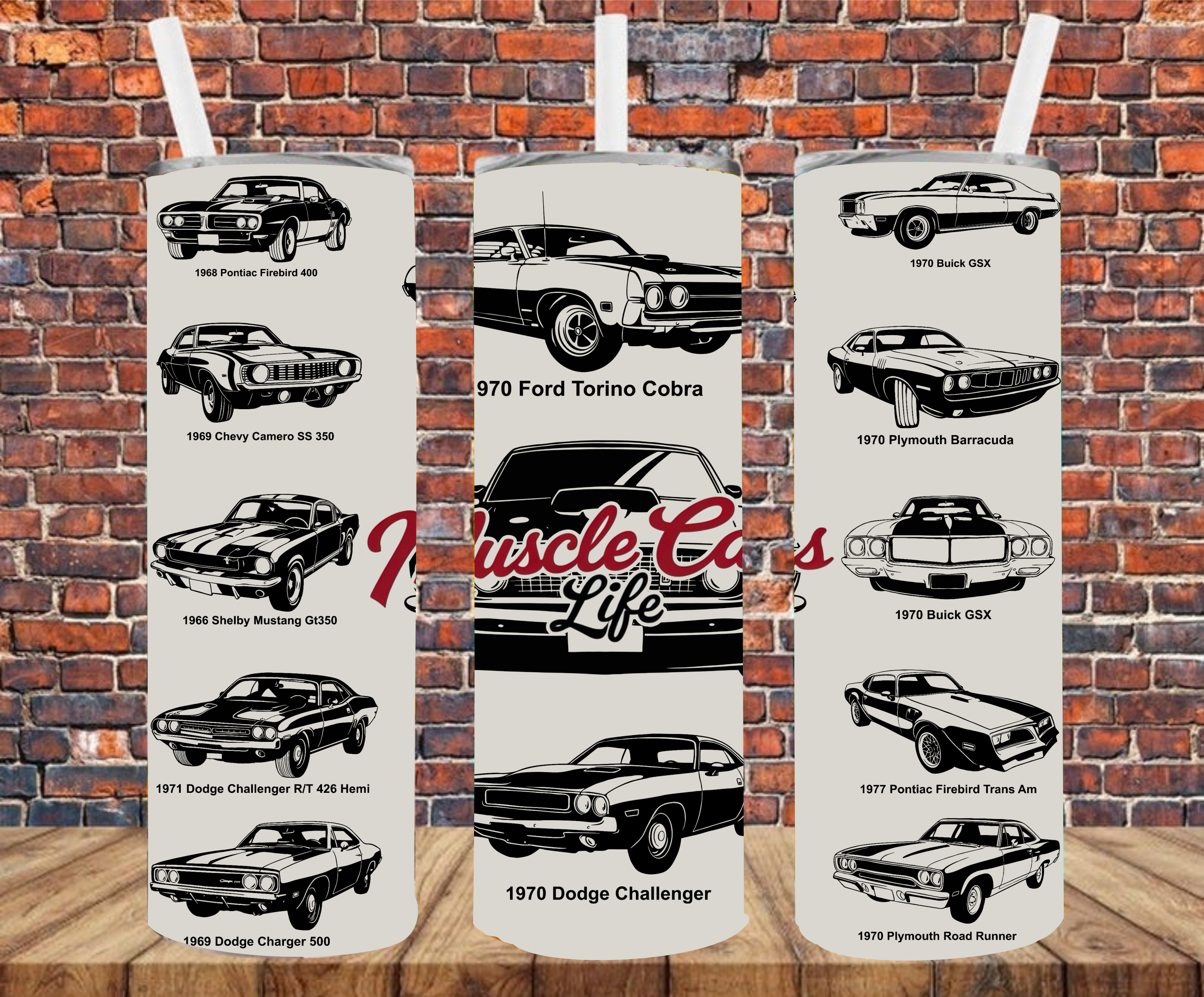 Muscle Cars  - Tumbler Wrap - Sublimation Transfer