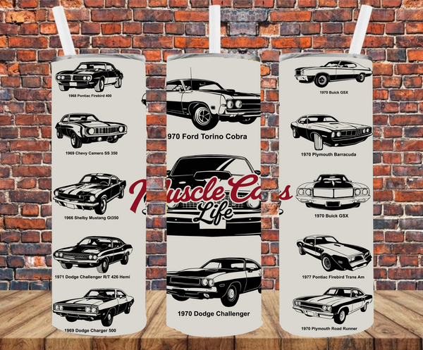 Muscle Cars  - Tumbler Wrap - Sublimation Transfer