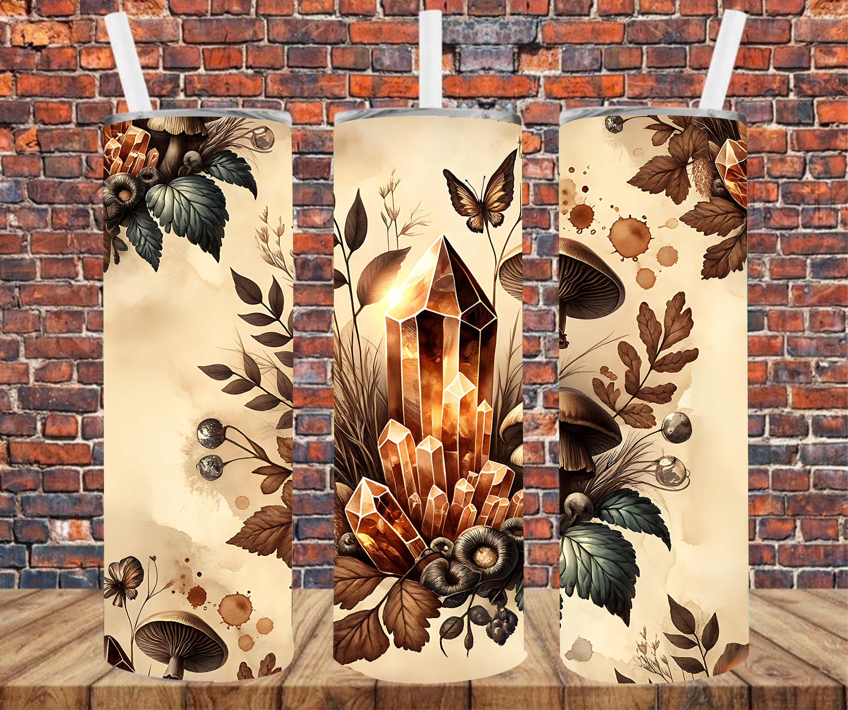 Crystals & Mushrooms - Tumbler Wrap - vinyl Transfers