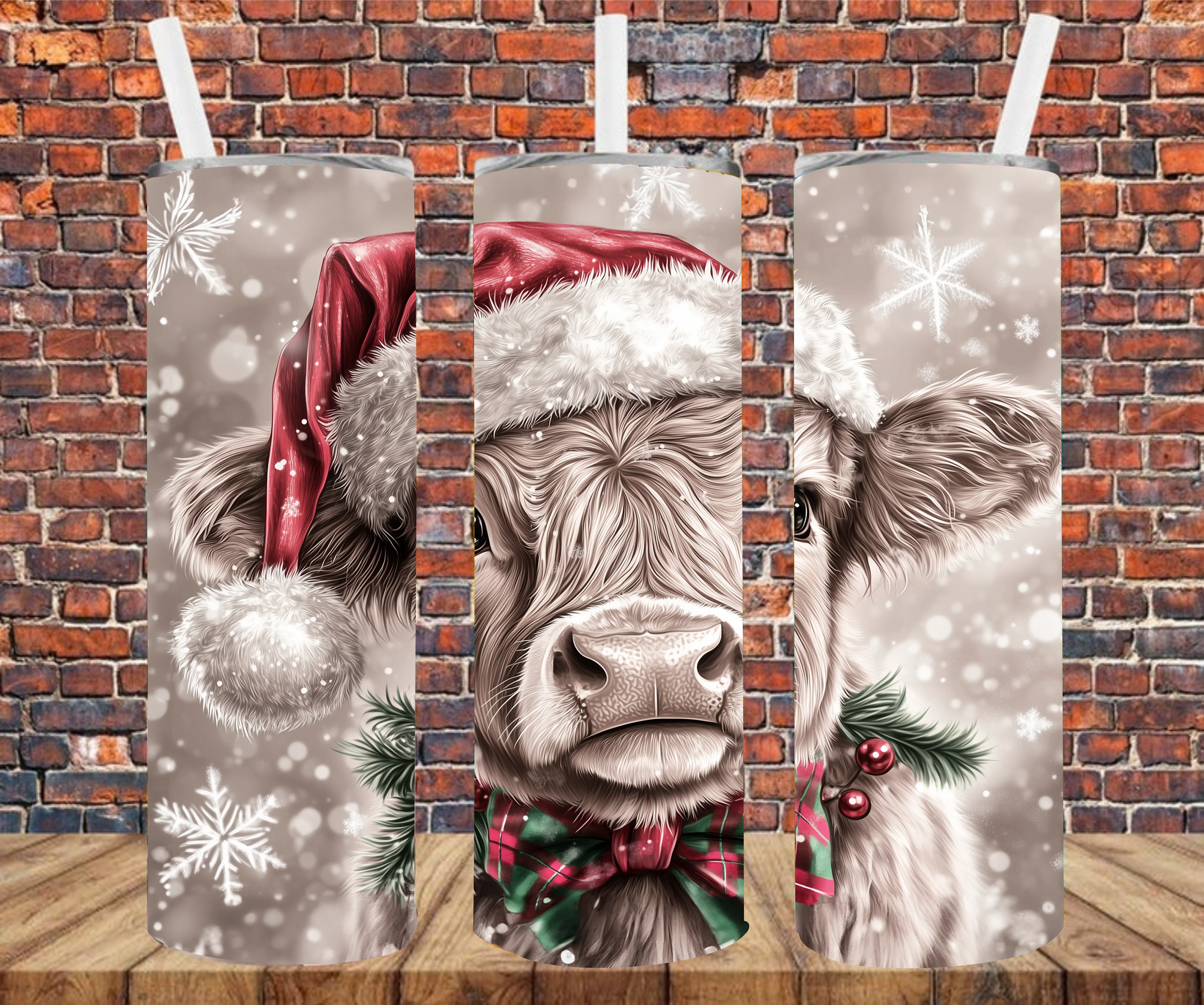 Christmas Cow - Tumbler Wrap - Sublimation Transfers