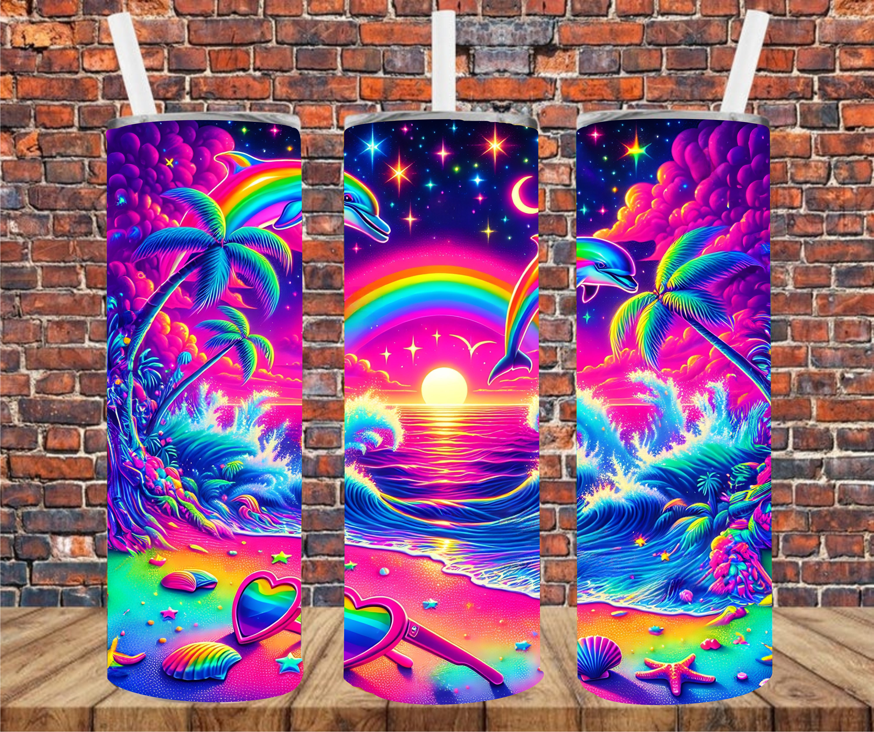 Neon Beach - Tumbler Wrap - Sublimation Transfers
