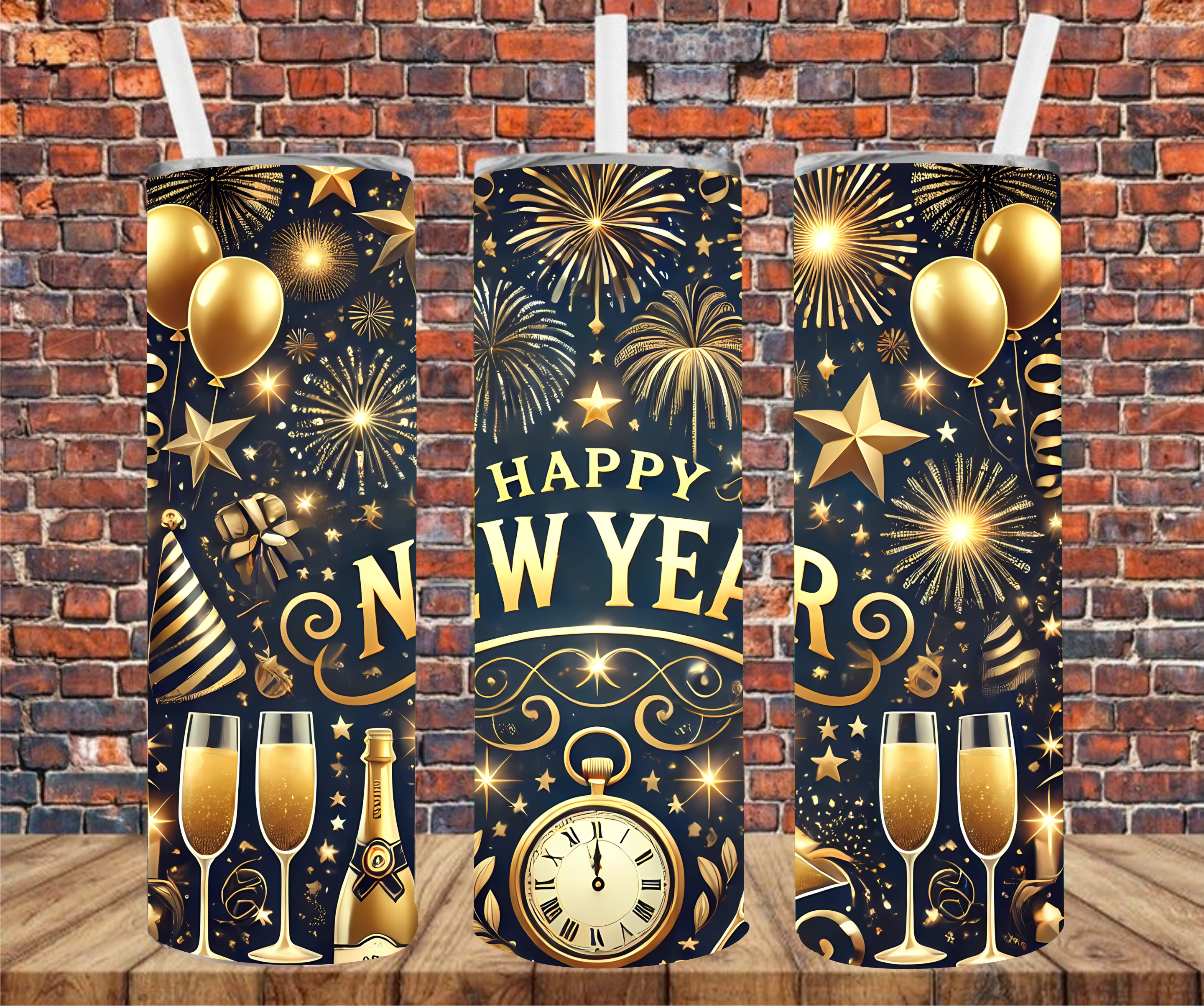Happy New Year - Tumbler Wrap - Sublimation Transfers