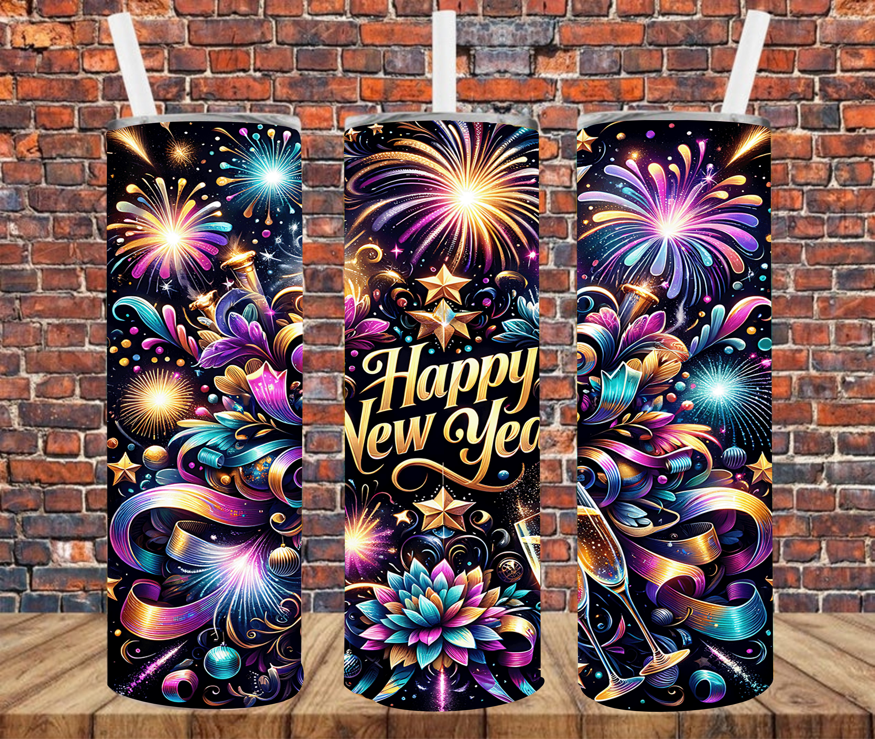 Happy New Year - Tumbler Wrap - Sublimation Transfers