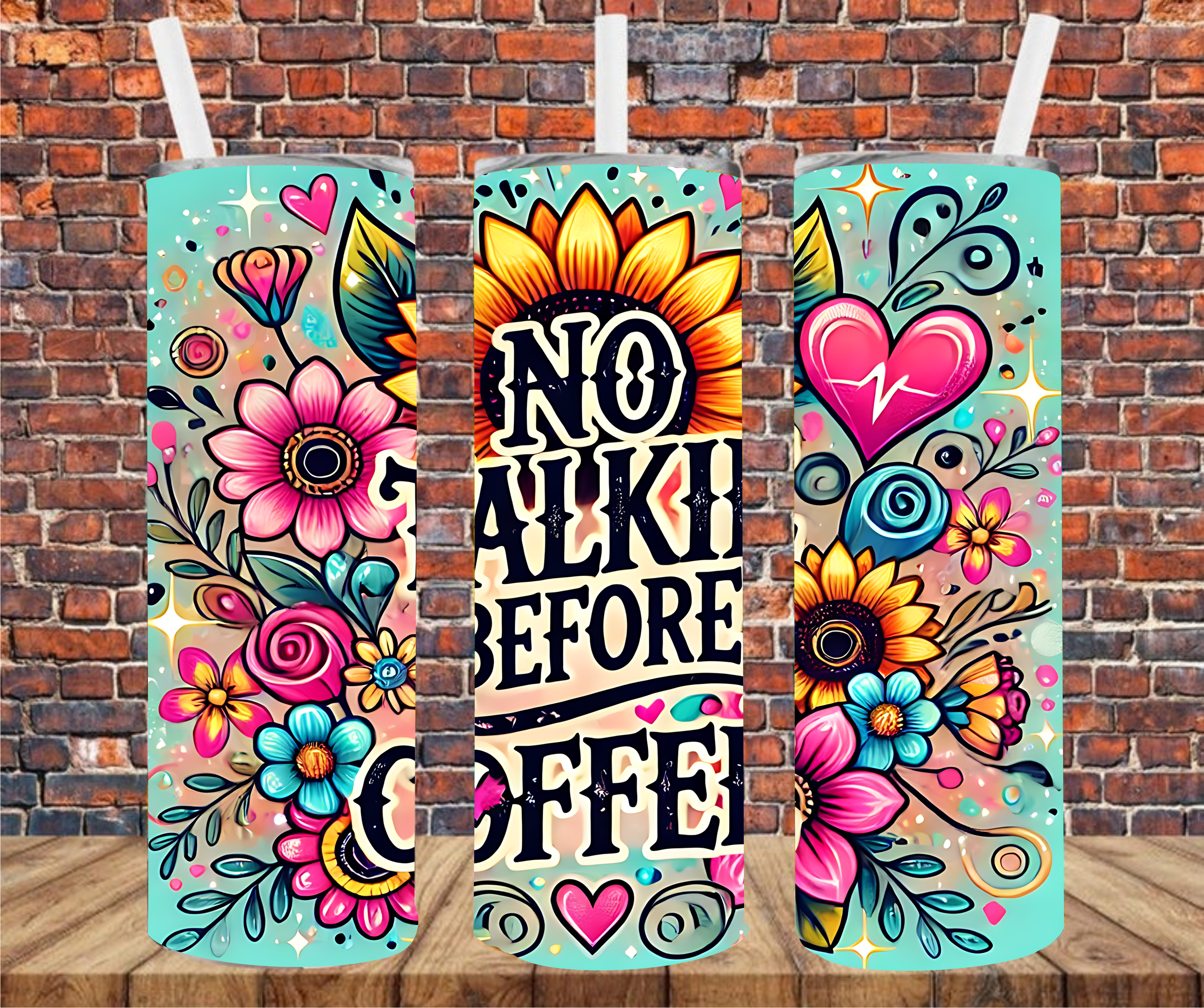 No Talkie Before Coffee - Tumbler Wrap - Vinyl Transfer