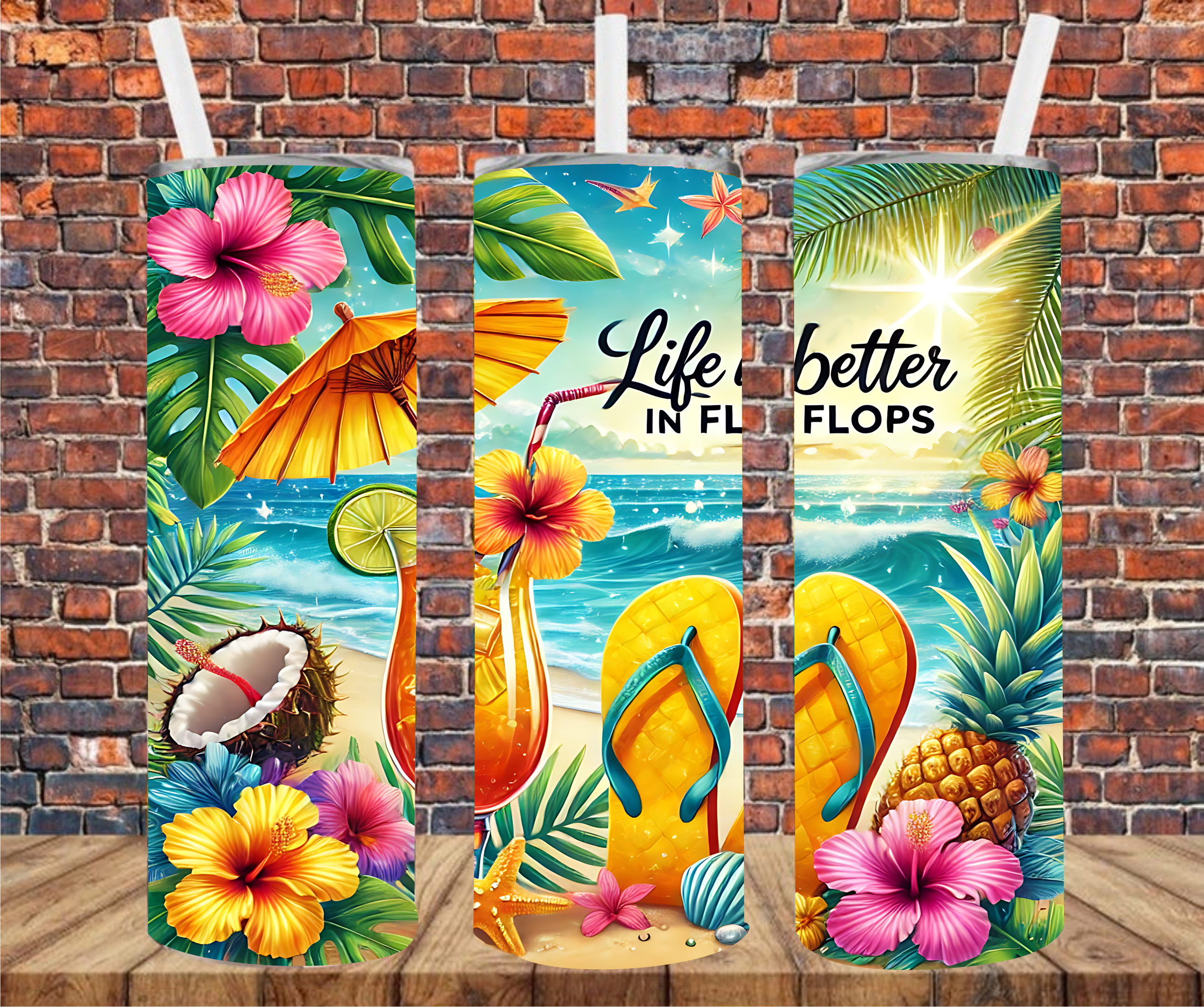 Life Is Better In Flip Flops - Tumbler Wrap - Sublimation Transfer