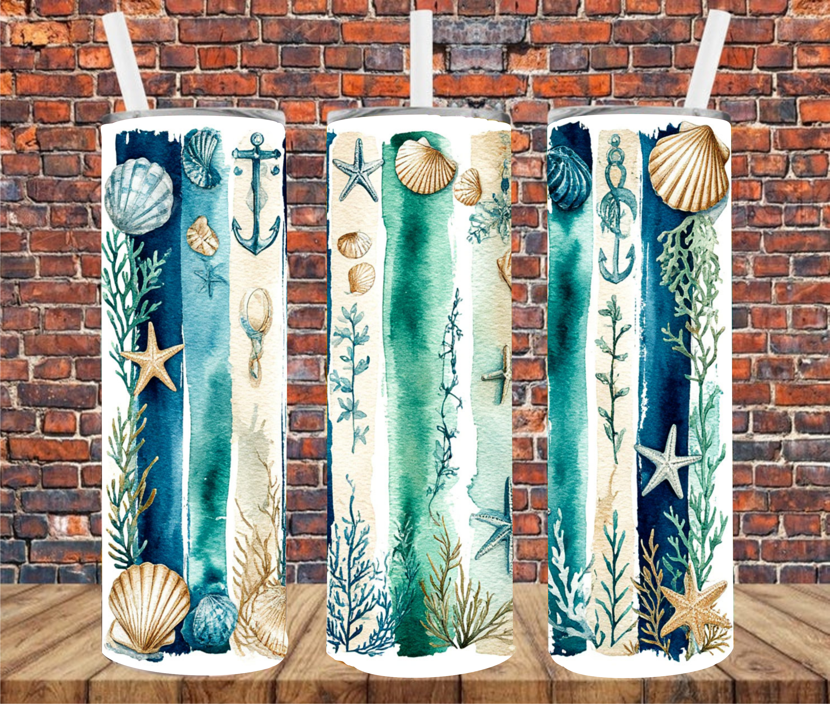 Ocean Paint Stripes - Tumbler Wrap - Sublimation Transfer