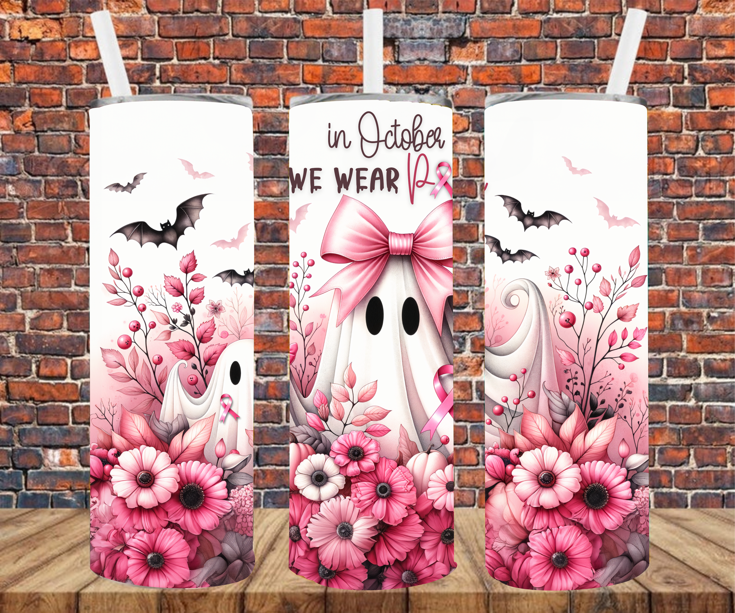 In October We Wear Pink - Tumbler Wrap - Sublimation Transfers