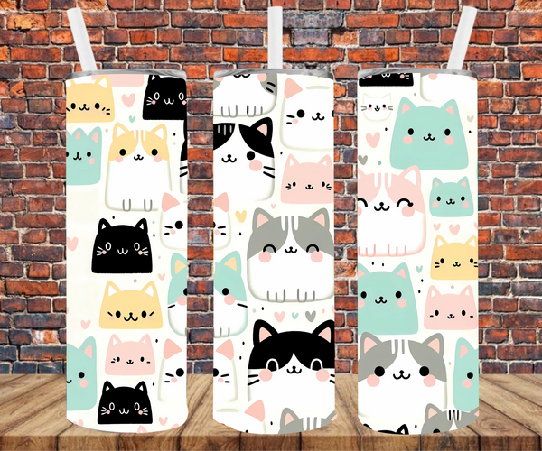 Cartoon Cats - Tumbler Wrap - Sublimation Transfers