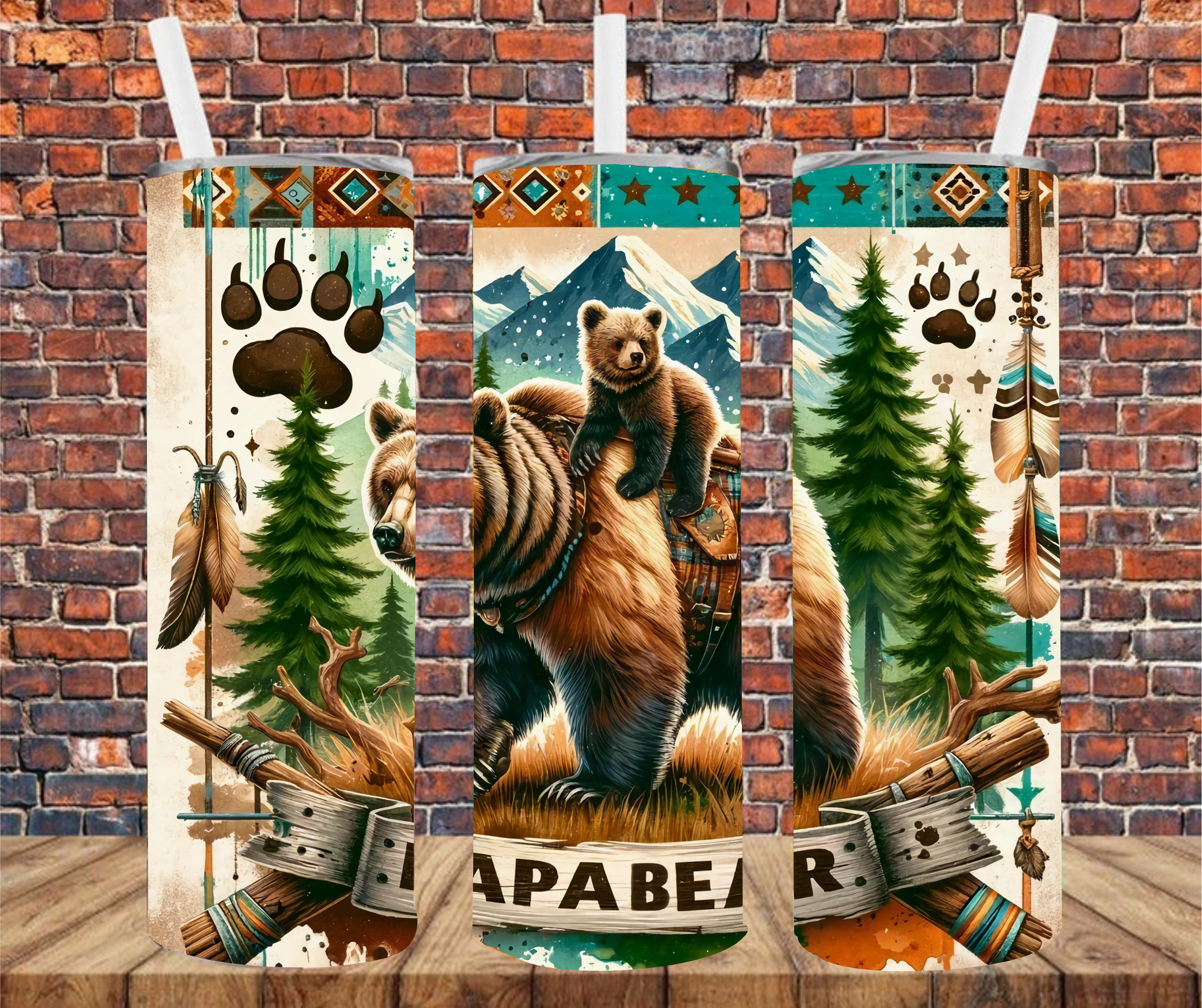Papa Bear - Tumbler Wrap - Sublimation Transfers