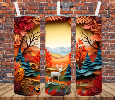 Autumn Forest & Deer - Tumbler Wrap - Sublimation Transfer