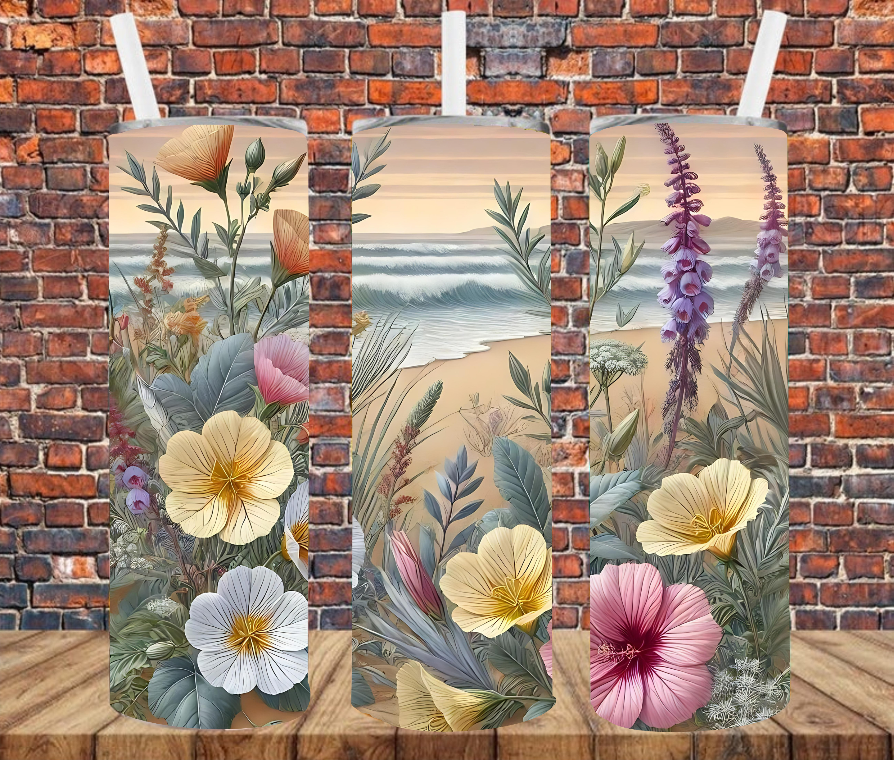 Floral Shoreline - Tumbler Wrap - Sublimation Transfer