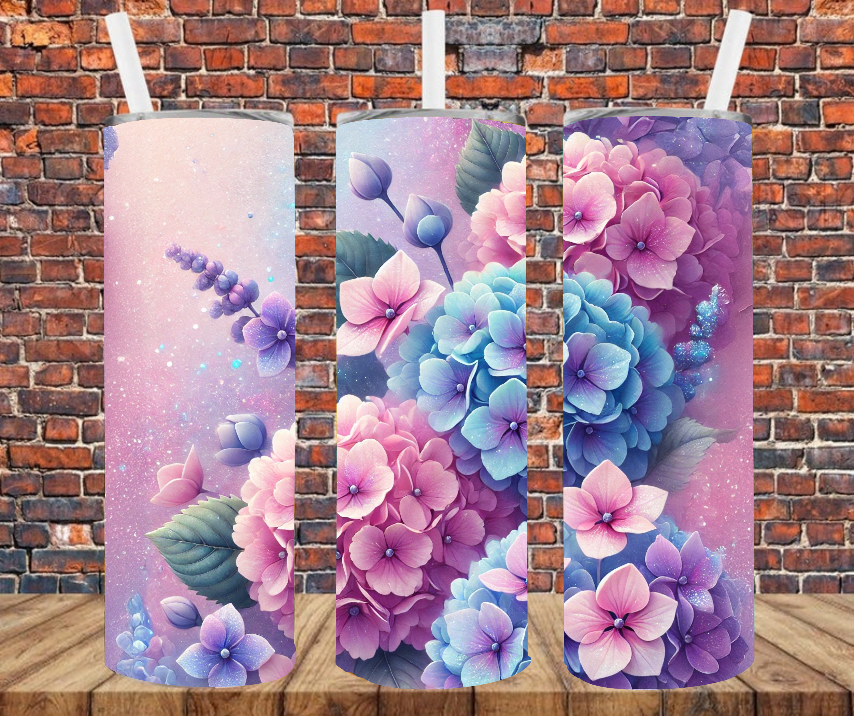 Hydrangea - Tumbler Wrap - vinyl Transfers