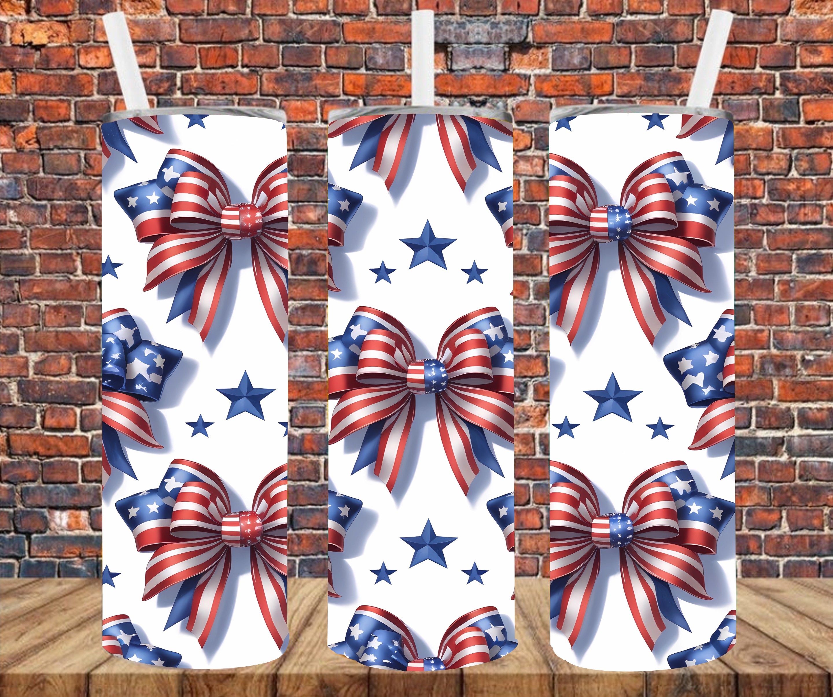 Patriotic Bows - Tumbler Wrap - Sublimation Transfer