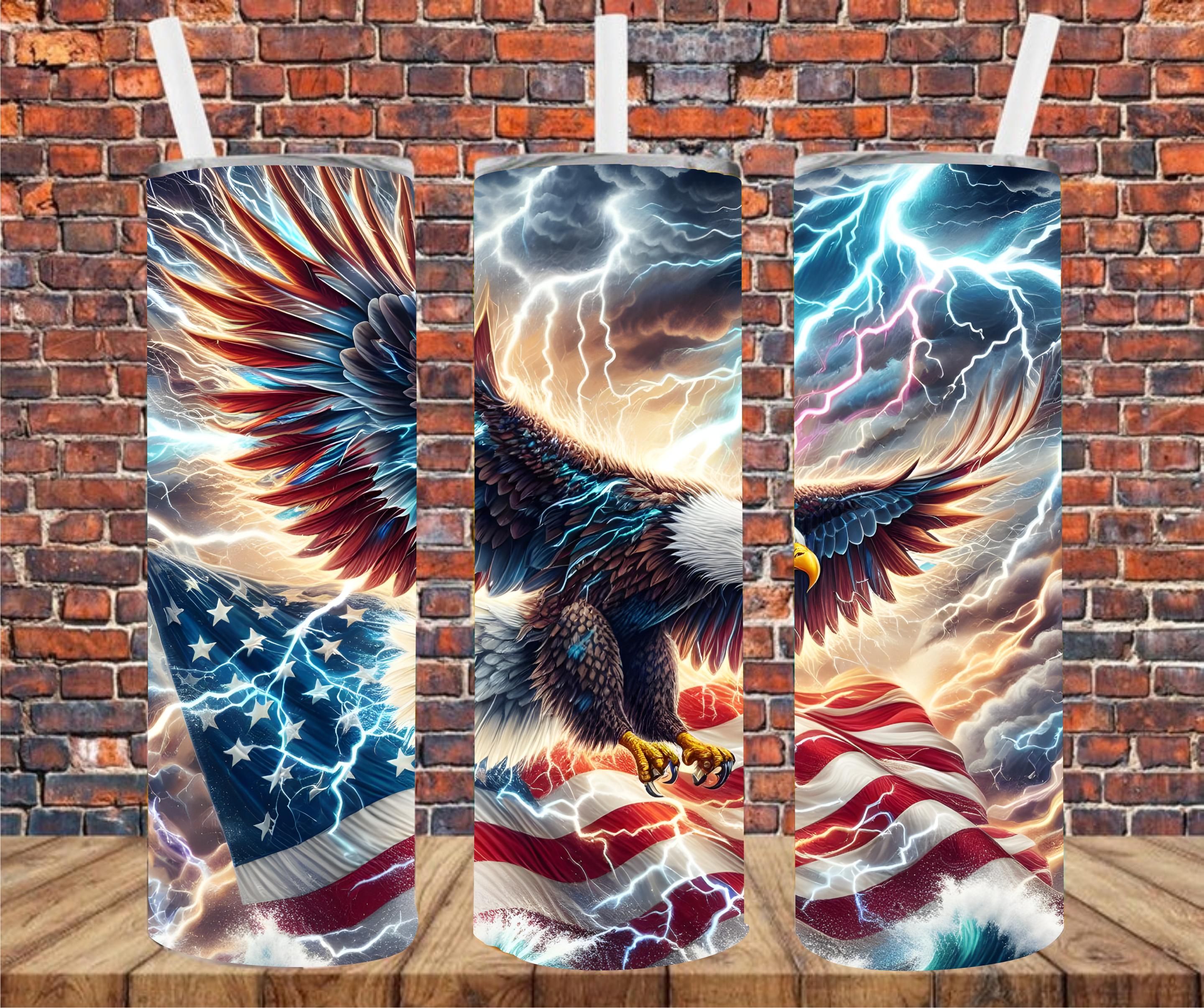 Eagle Lightning Bolts - Tumbler Wrap - Sublimation Transfer