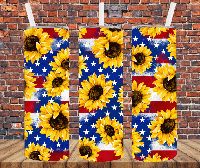 Patriotic Sunflowers - Tumbler Wrap - Sublimation Transfers