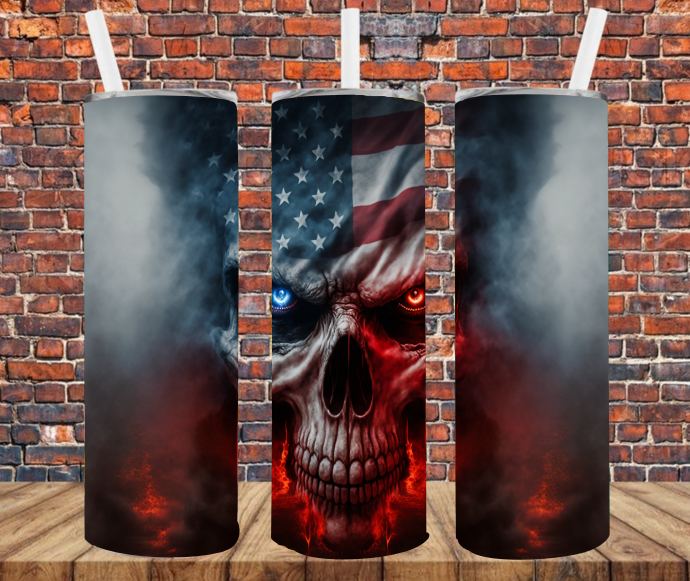 Patriotic Skull - Tumbler Wrap - Sublimation Transfers