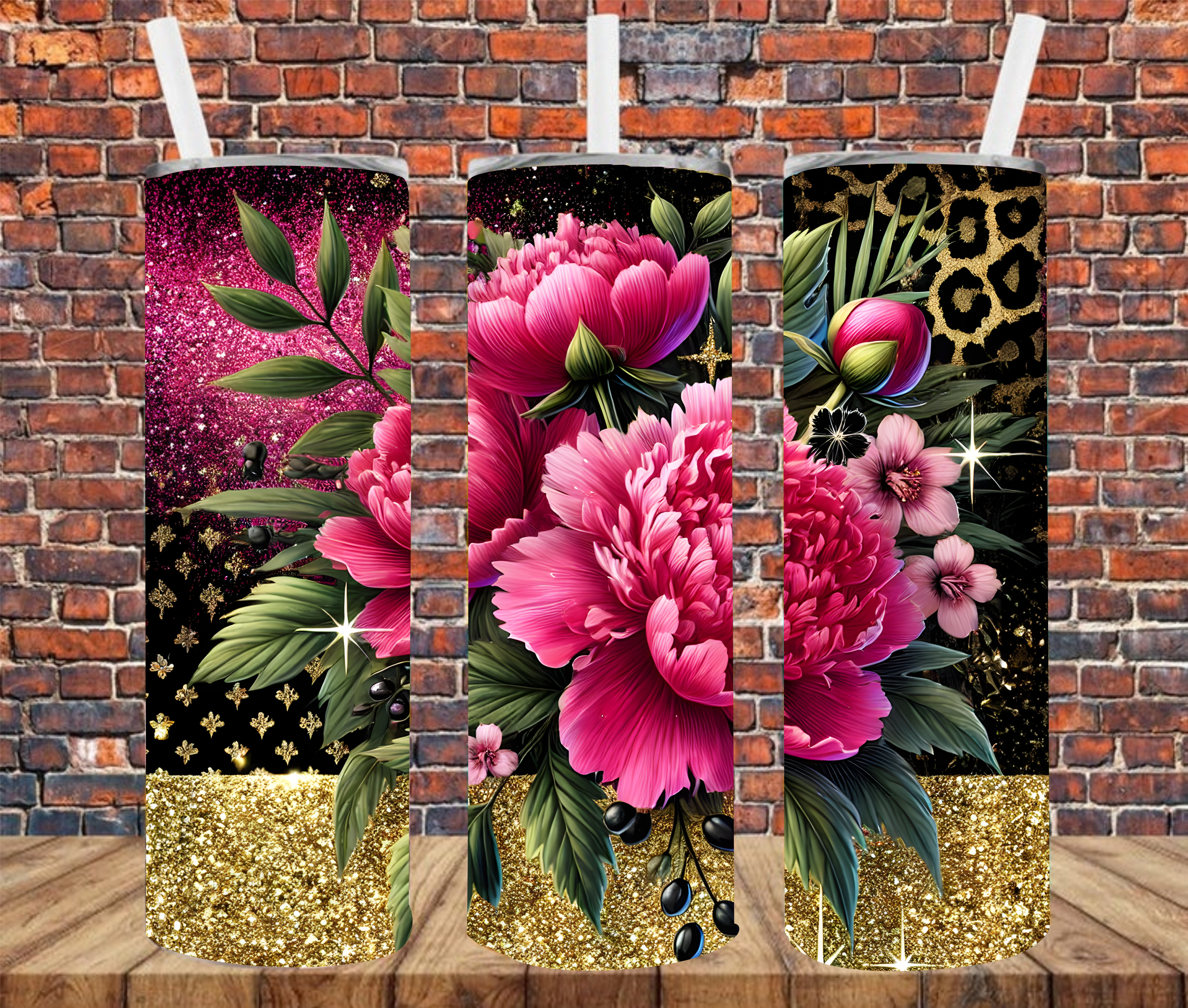 Peony Bling - Tumbler Wrap - Sublimation Transfers