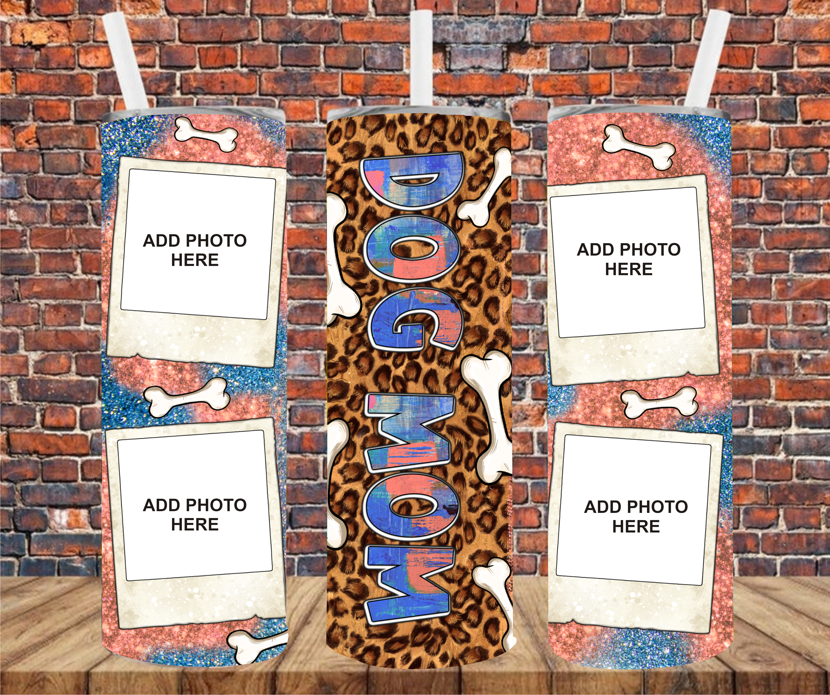 4 Image - Dog Mom  - Add Your Own Photos - Sublimation Tumbler Wrap