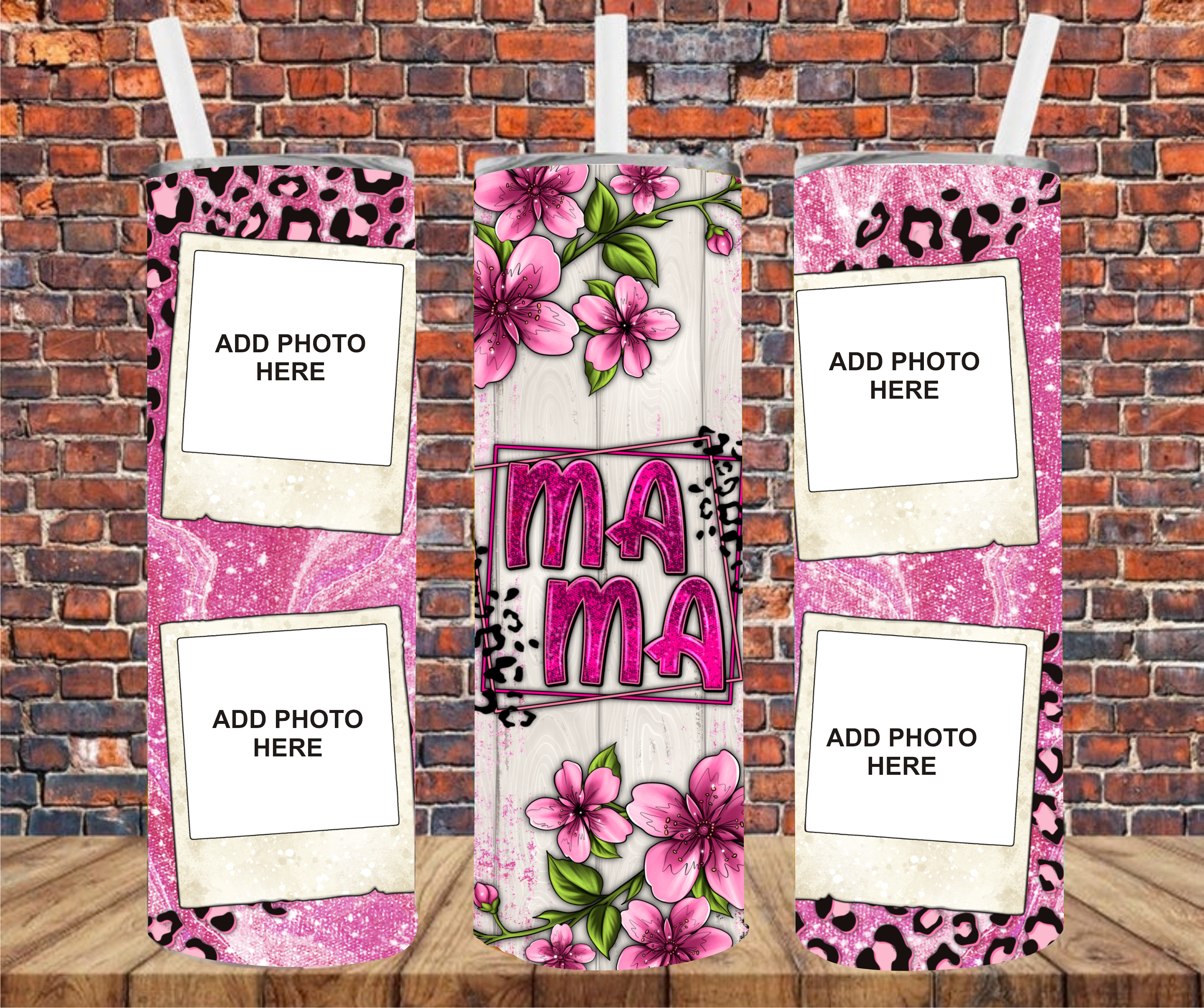 4 Image - Mama  - Add Your Own Photos - Sublimation Tumbler Wrap