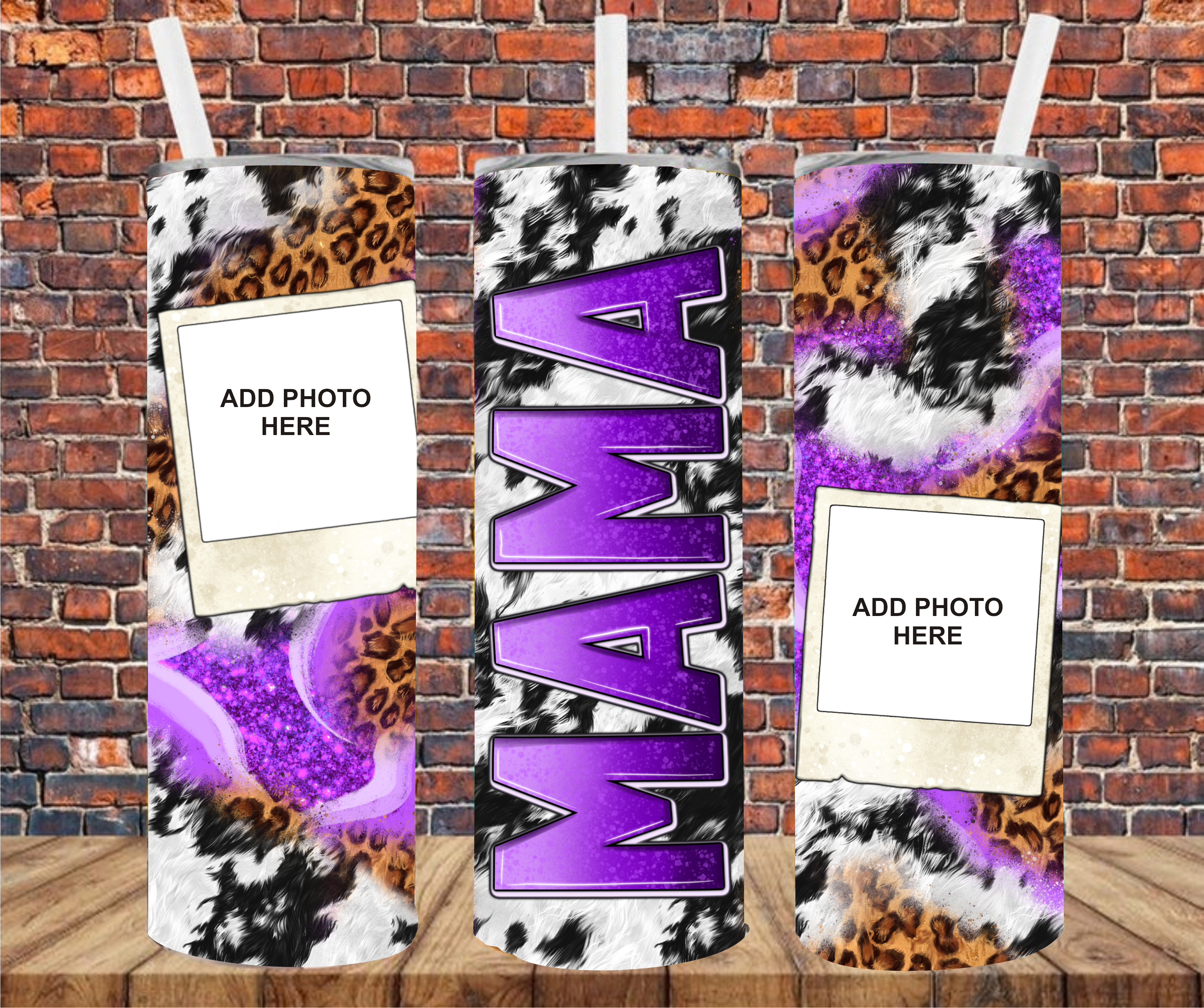 2 Image - Mama  - Add Your Own Photos - Sublimation Tumbler Wrap