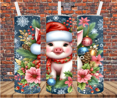 Christmas Pig - Tumbler Wrap - Sublimation Transfer