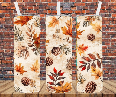 Pinecones & Leaves - Tumbler Wrap - Sublimation Transfer