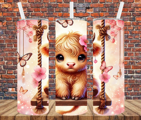 Country Cow Swinging - Tumbler Wrap - Sublimation Transfers