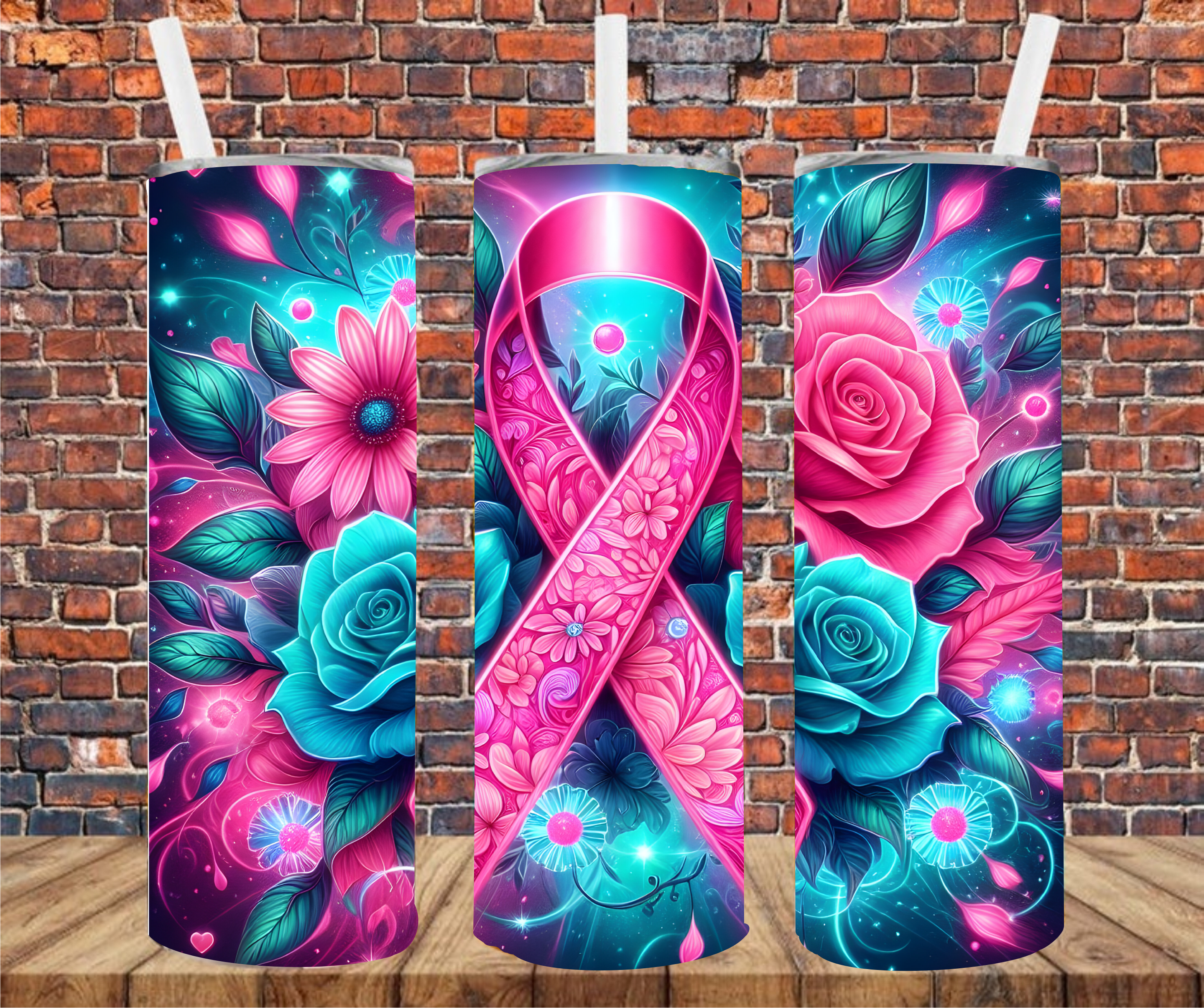 Embossed Effect Pink Ribbon -  Tumbler Wrap - Sublimation Transfer