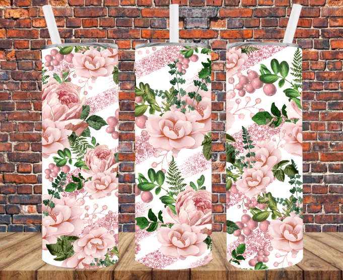 Pink FLoral - Tumbler Wrap - Sublimation Transfers