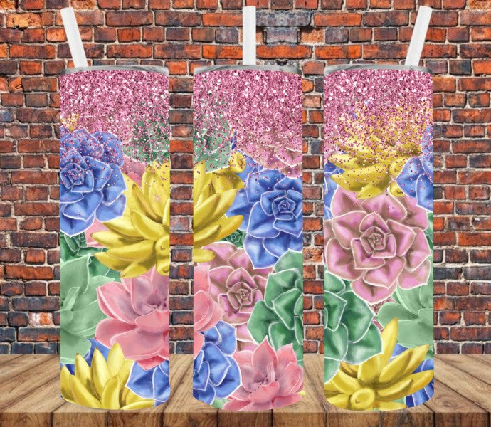 Pastel Succulents Cactus - Tumbler Wrap Sublimation Transfers