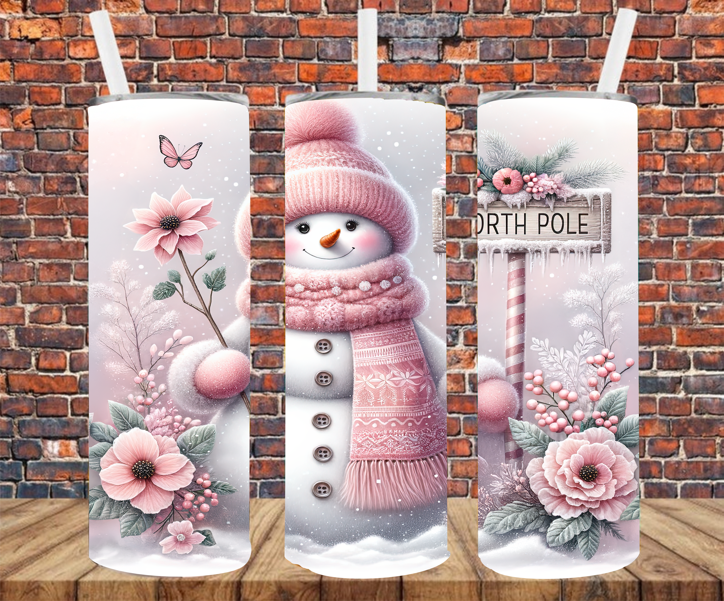 Snowman North Pole - Tumbler Wrap - Sublimation Transfers