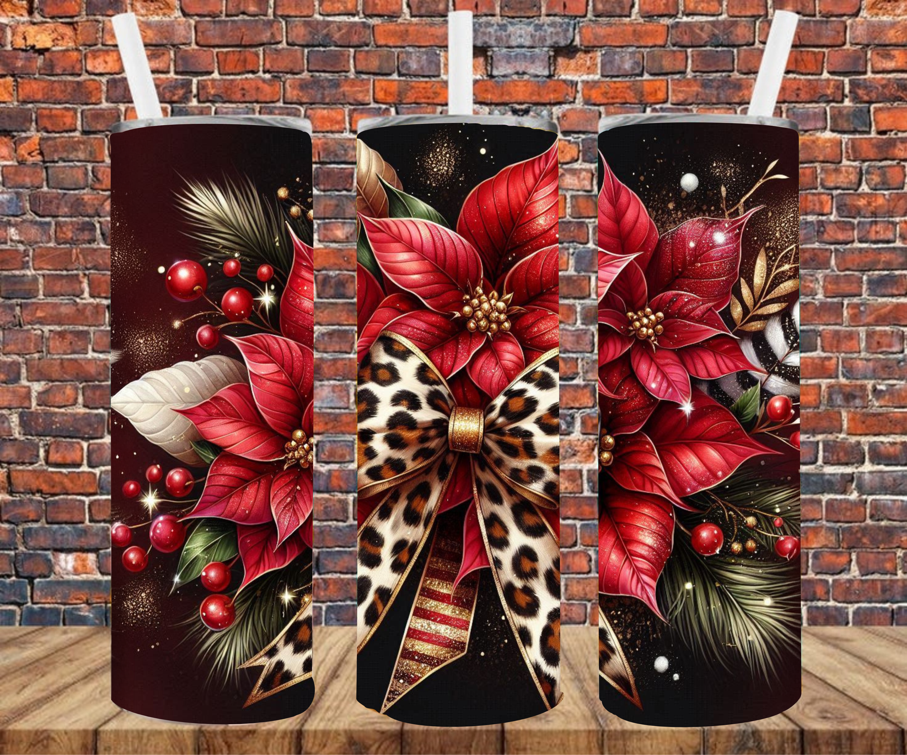 Christmas Floral - Tumbler Wrap - Sublimation Transfers