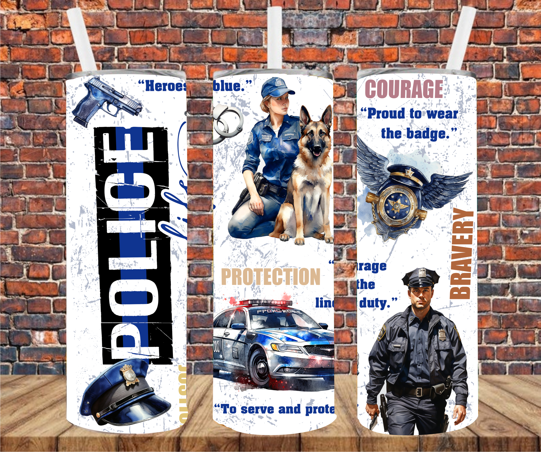 Police - Tumbler Wrap Sublimation Transfers