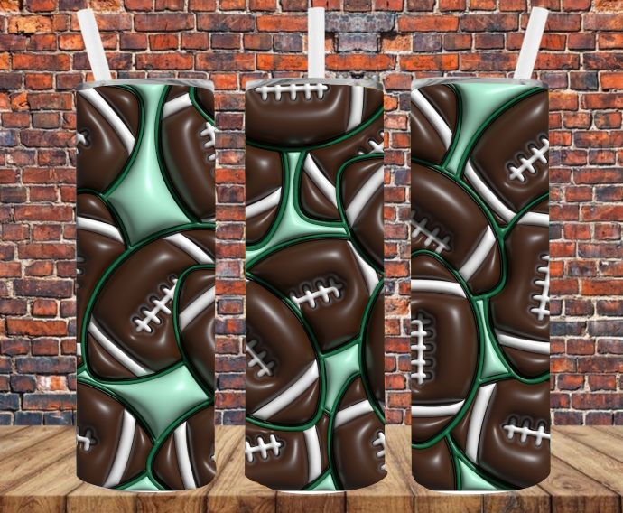 Football - Puff Inflated Effect - Tumbler Wrap - Sublimation Transfers