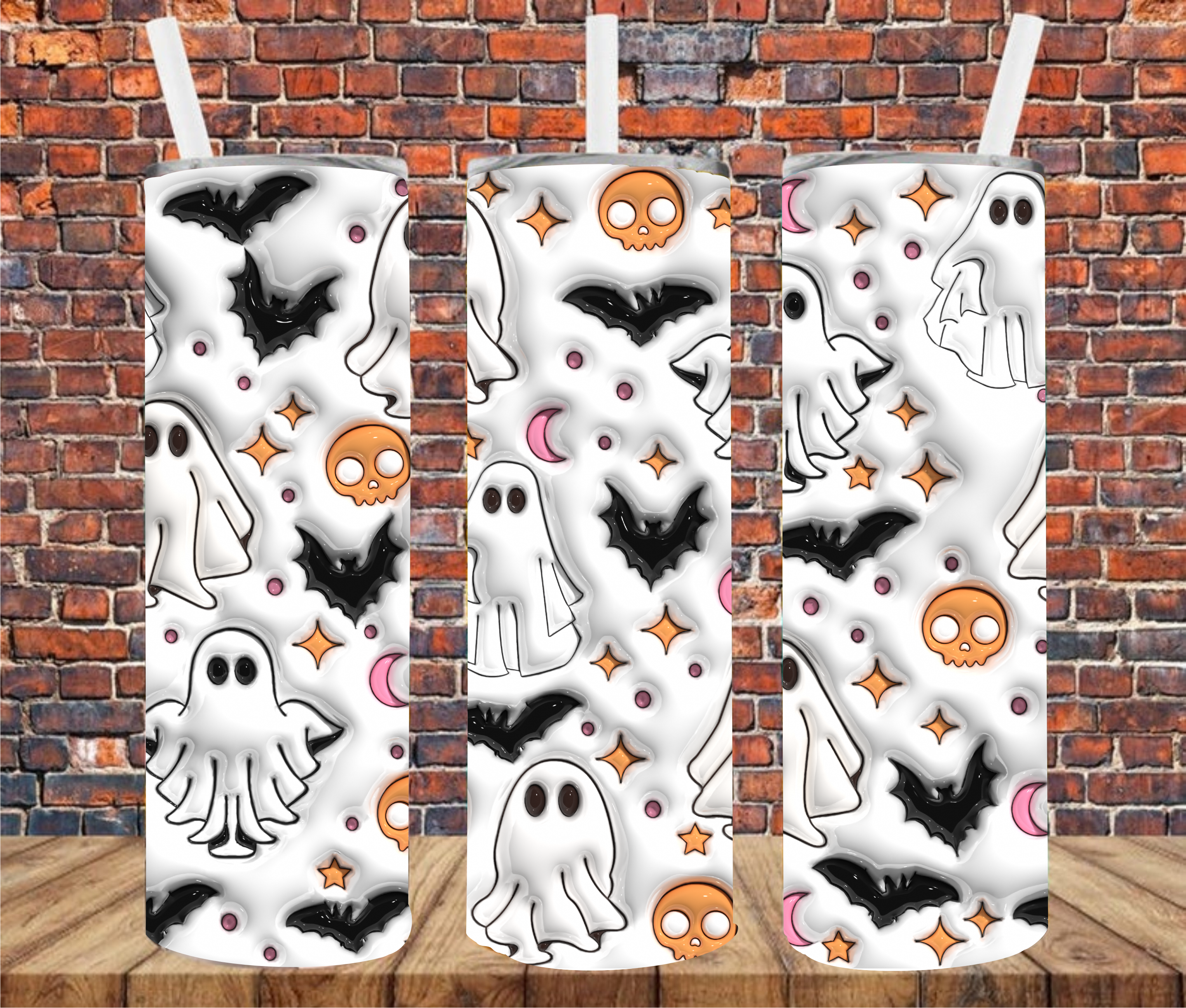 Puff Effect Halloween Elements - Tumbler Wrap - Sublimation Transfer