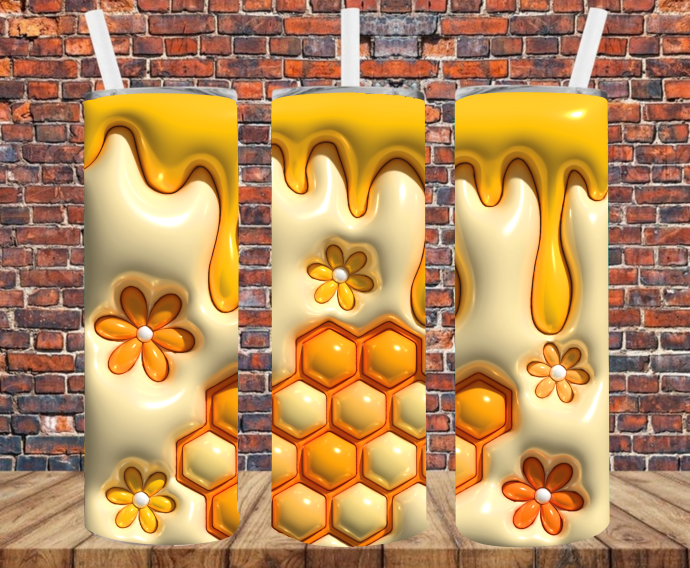 Dripping Honey and Honeycomb - Puff Inflated Effect - Tumbler Wrap - Sublimation Transfers