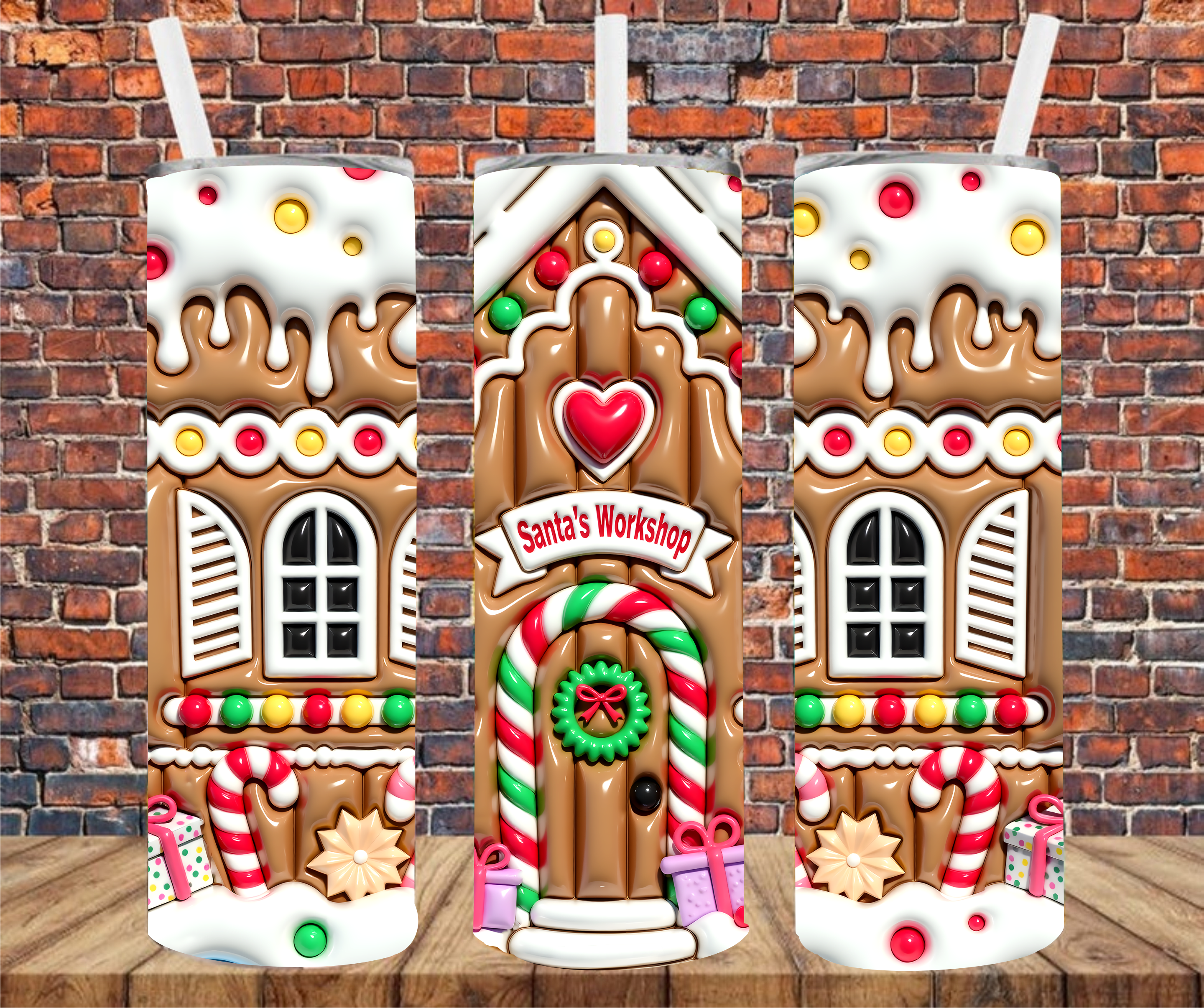 Puff Effect Gingerbread House - Tumbler Wrap - Sublimation Transfer
