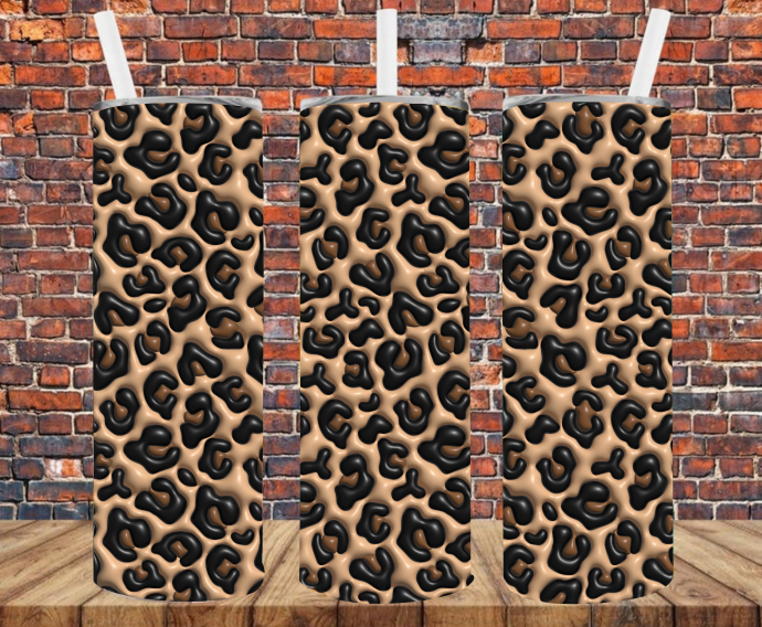Leopard Print - Puff Inflated Effect - Tumbler Wrap - Sublimation Transfers