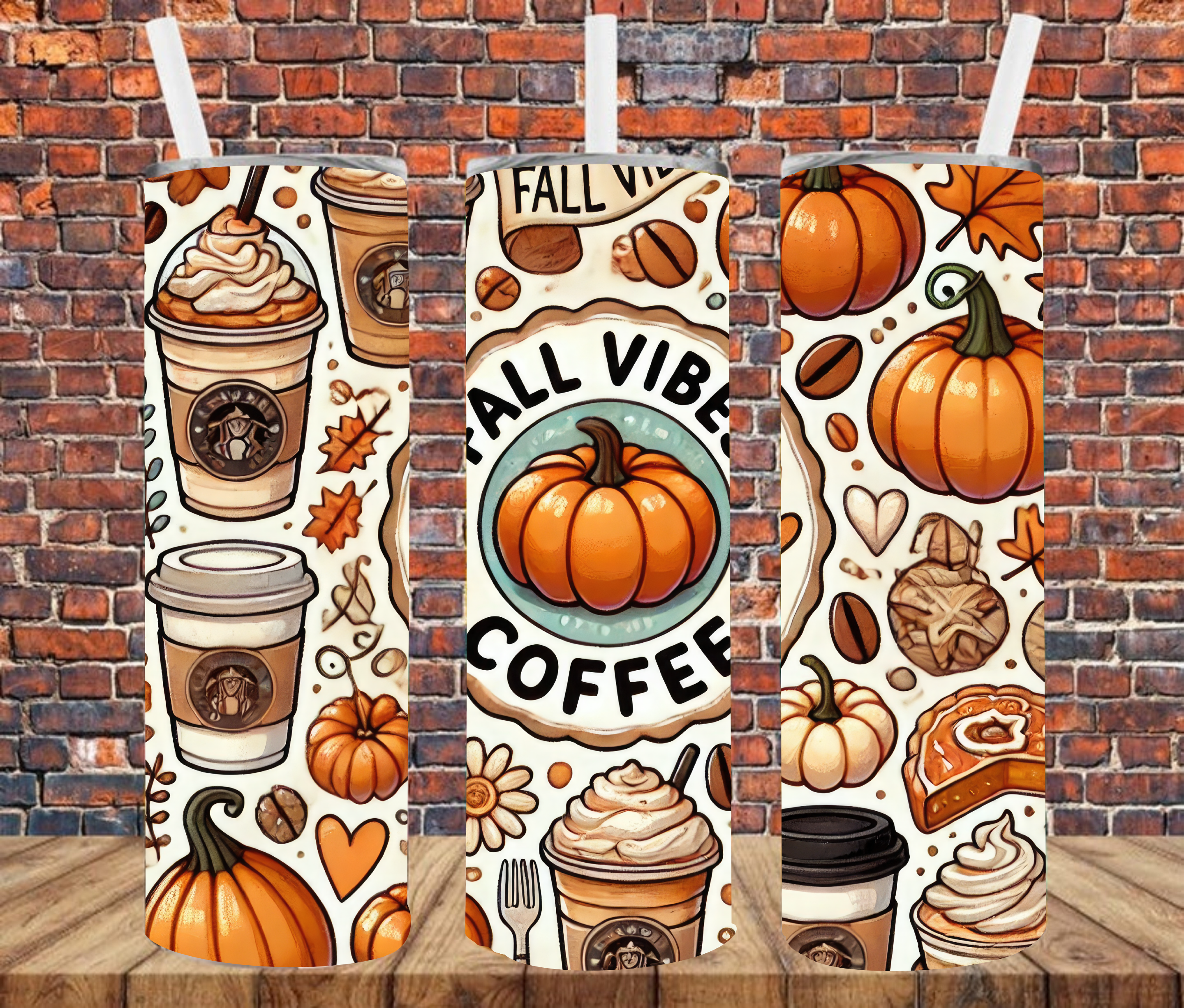Fall Vibes Coffee - Tumbler Wrap - Sublimation Transfers