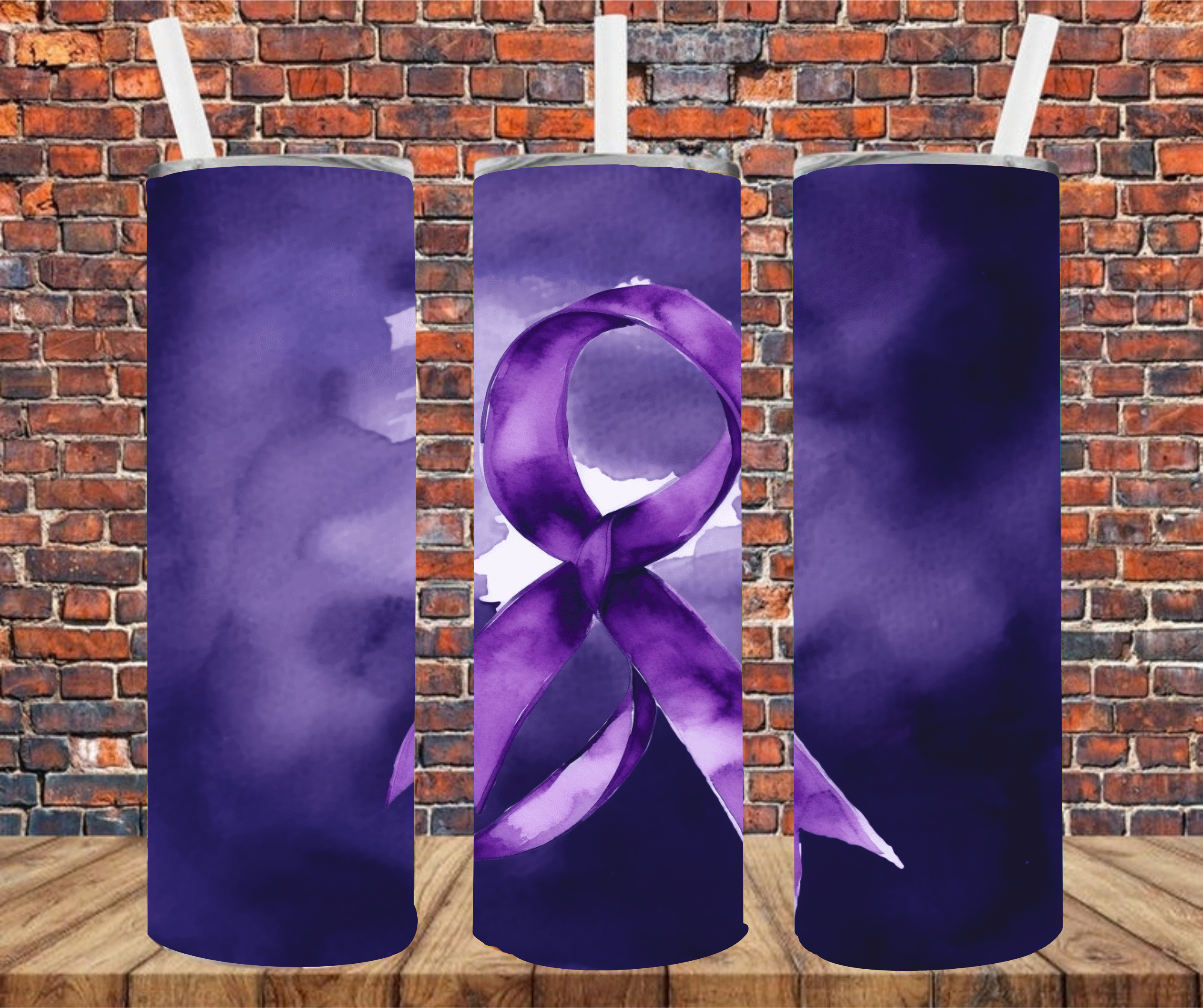 Purple Ribbon Awareness  - Tumbler Wrap - Vinyl Transfer