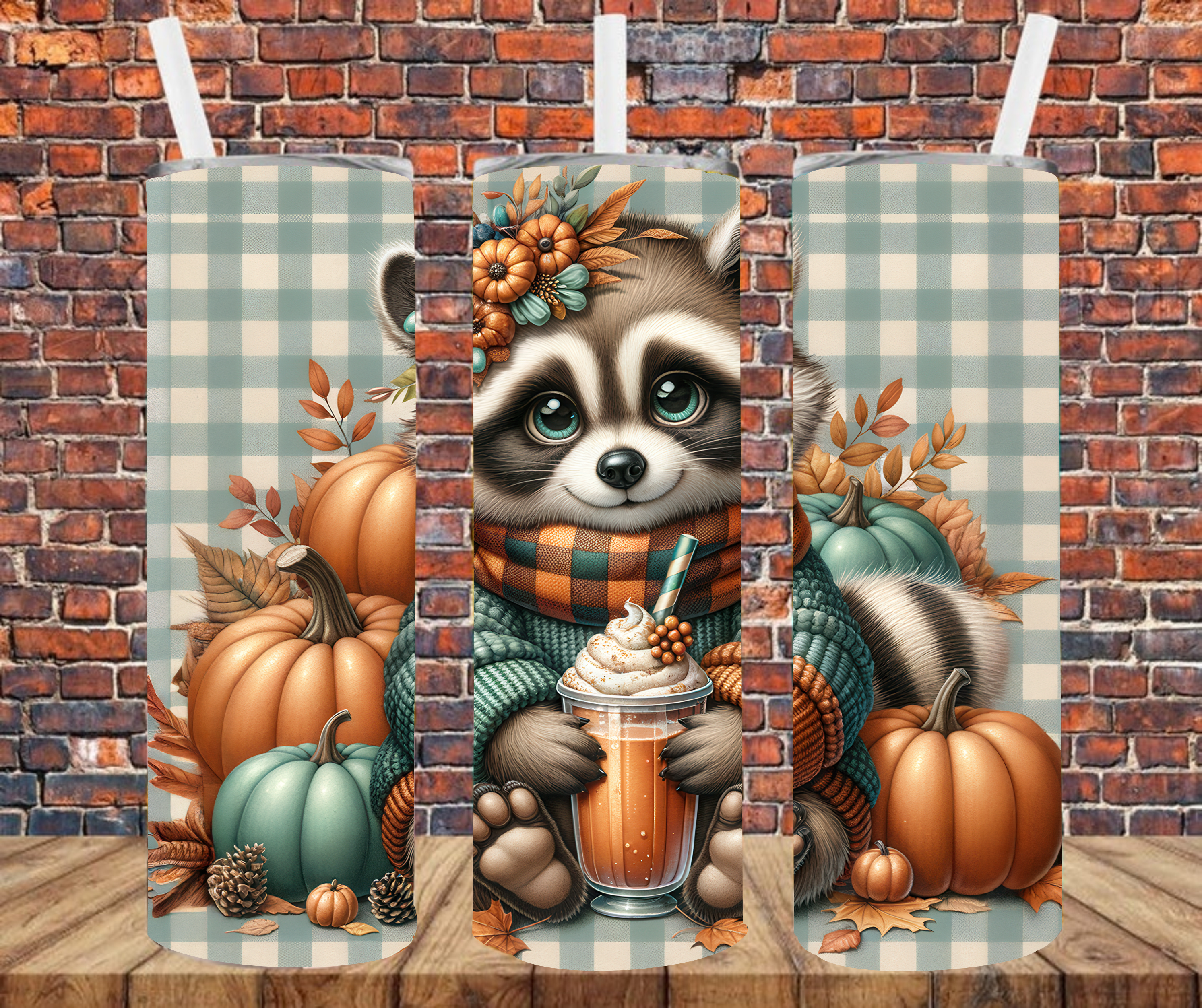 Fall Raccoon - Tumbler Wrap - vinyl Transfers