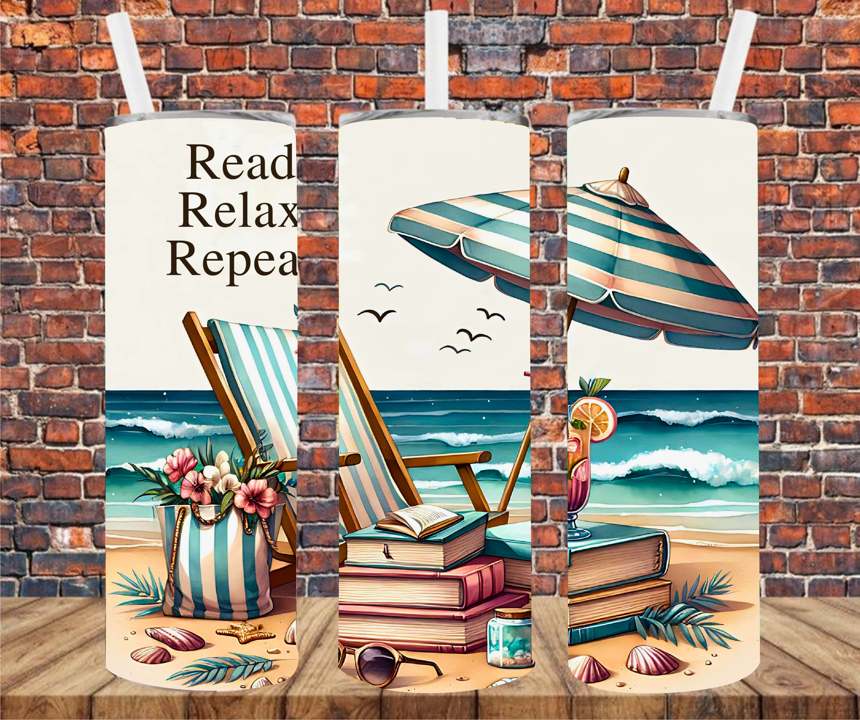 Read. Relax. Repeat. - Tumbler Wrap - Sublimation Transfers