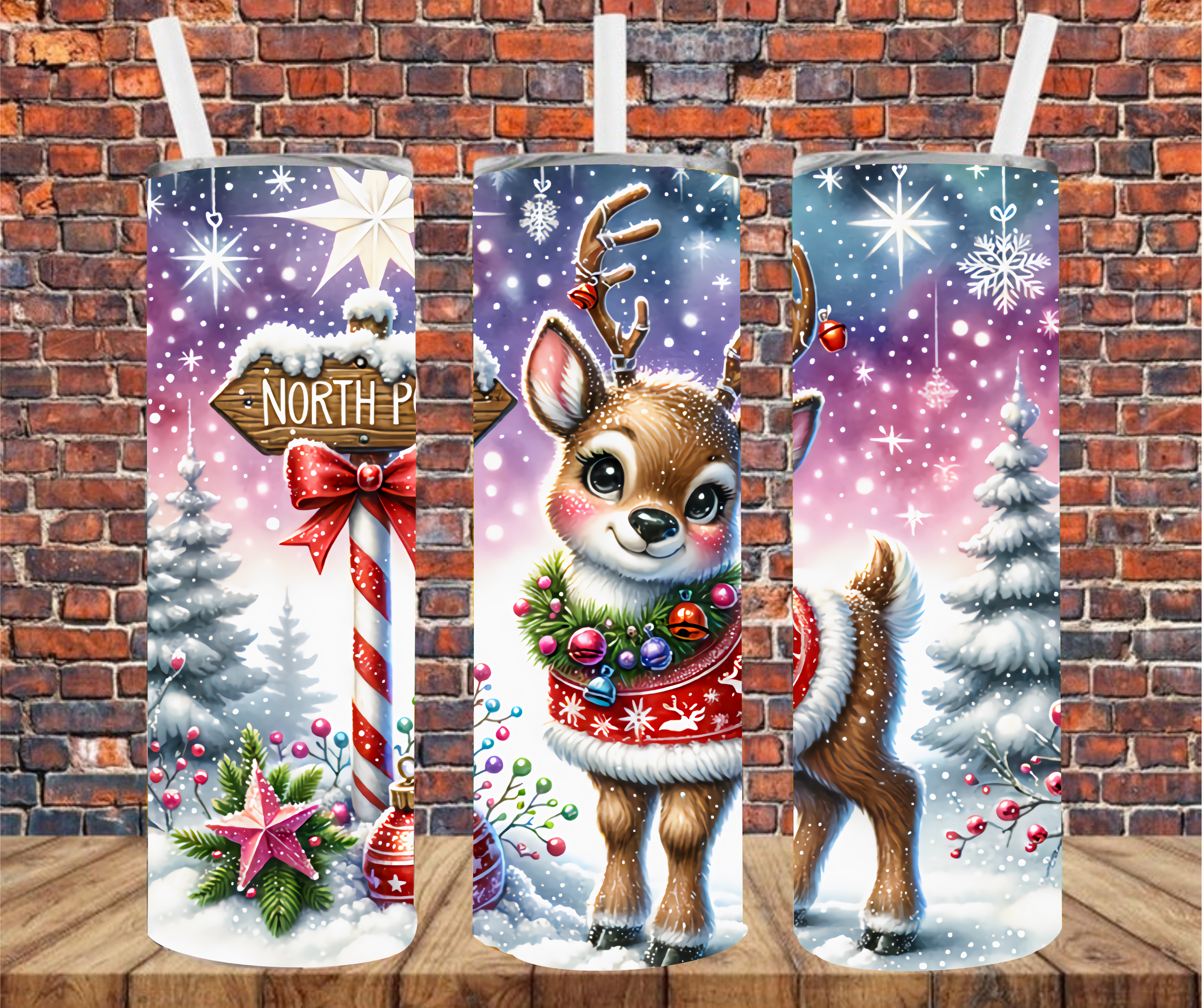 Christmas Deer - Tumbler Wrap - vinyl Transfers