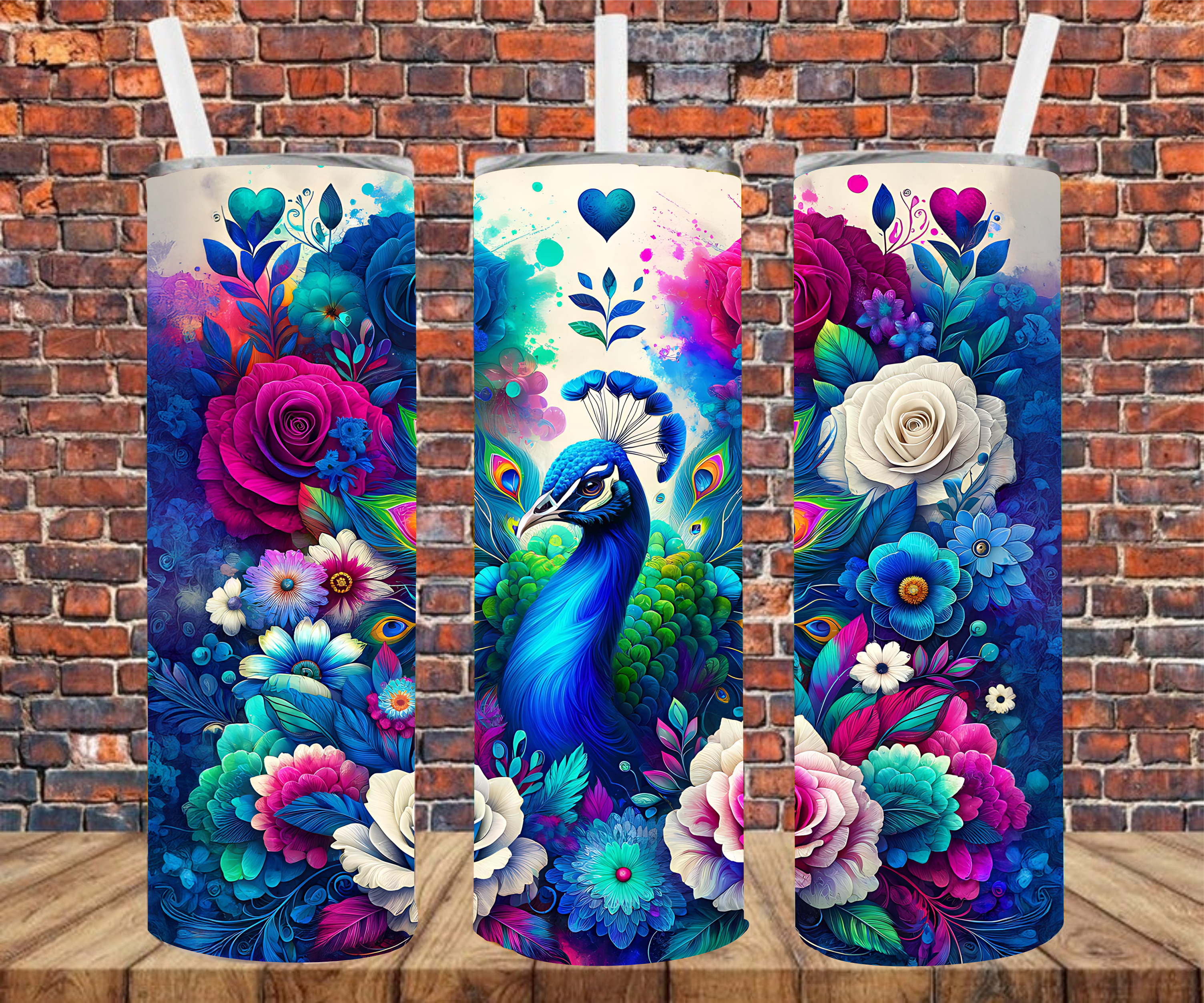 Vibrant Peacock - Tumbler Wrap - Sublimation Transfers