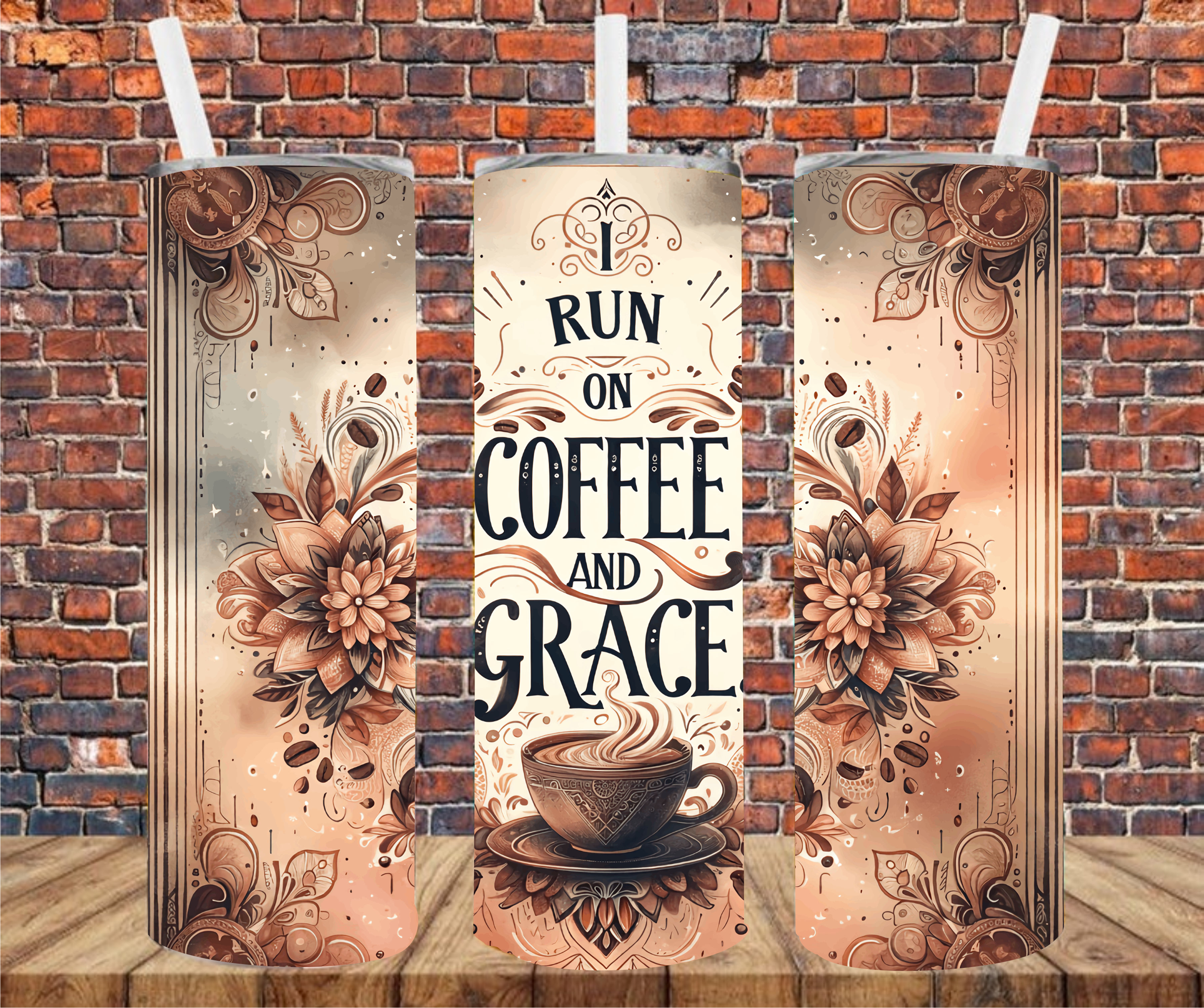 I Run On Coffee & Grace - Tumbler Wrap - Sublimation Transfers