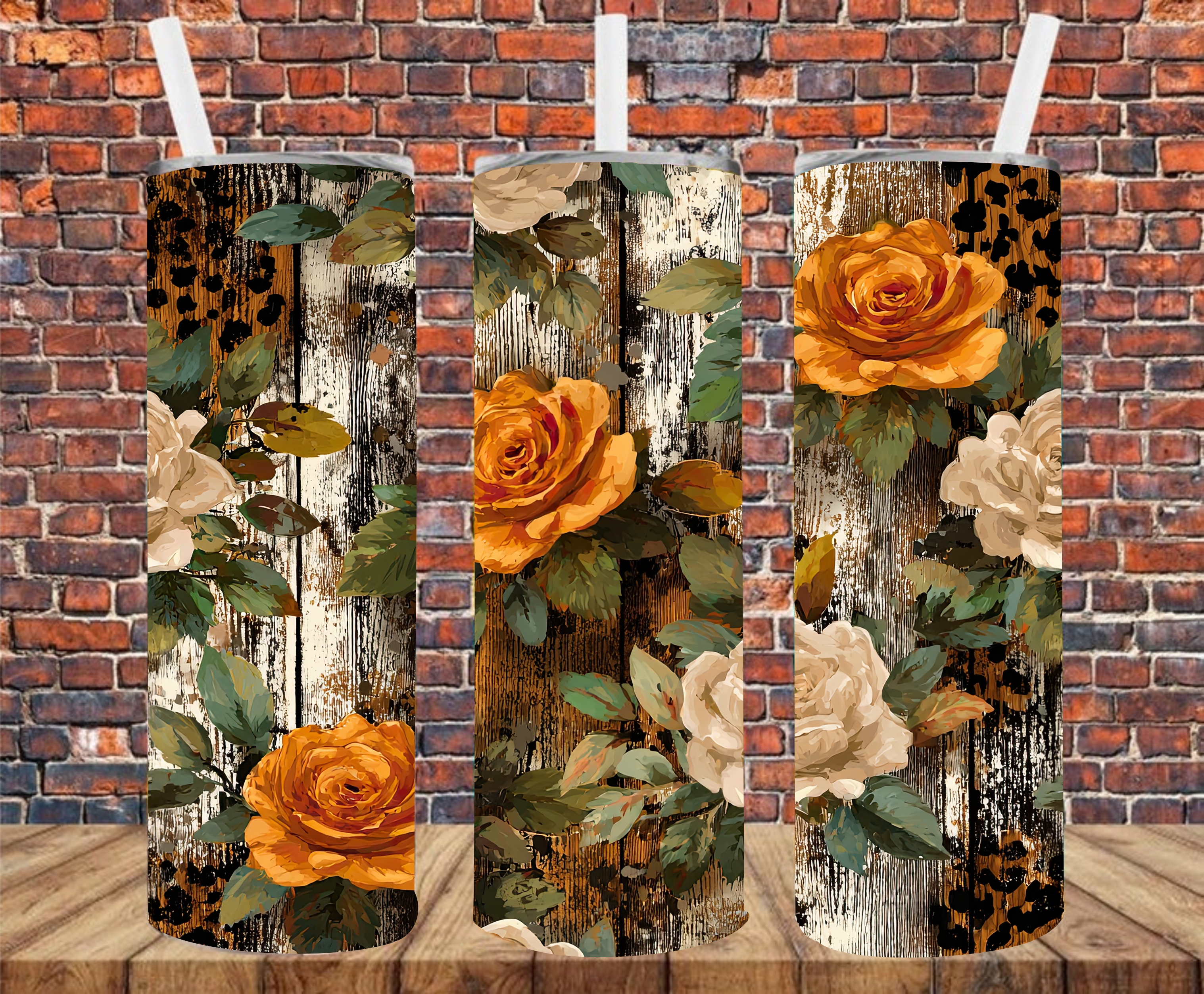 Rustic Roses - Tumbler Wrap - Sublimation Transfers